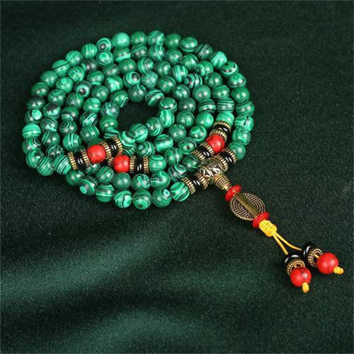 Tibetan 108 Mala Malachite Beads Bracelet Necklace