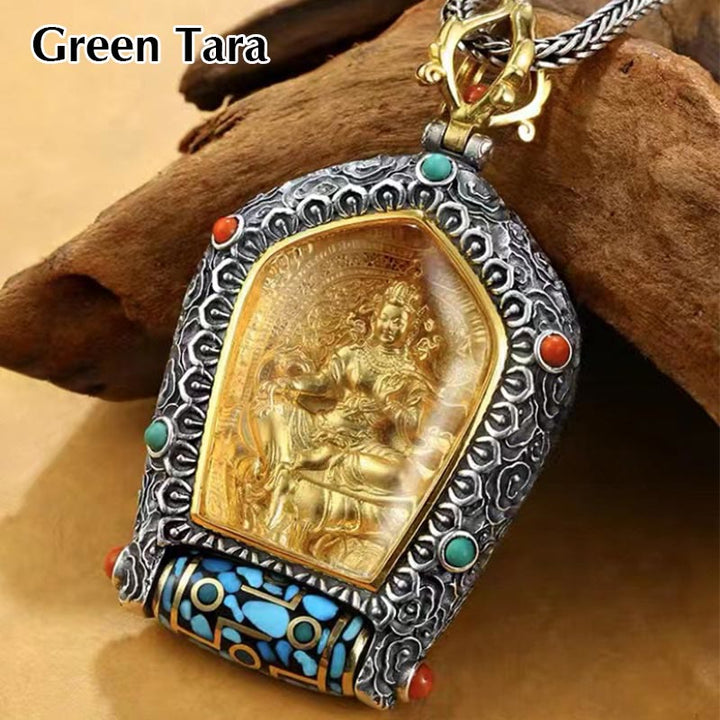 925 silver gold-plated 12 zodiac zodiac Buddha thangka necklace