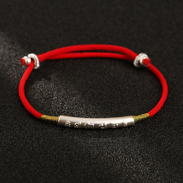 Tibetan Buddhist Handmade Mani Mantra Lucky Red String Bracelet