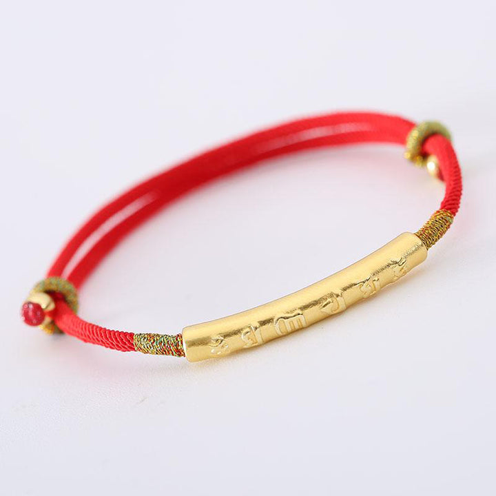 Tibetan Buddhist Handmade Mani Mantra Lucky Red String Bracelet