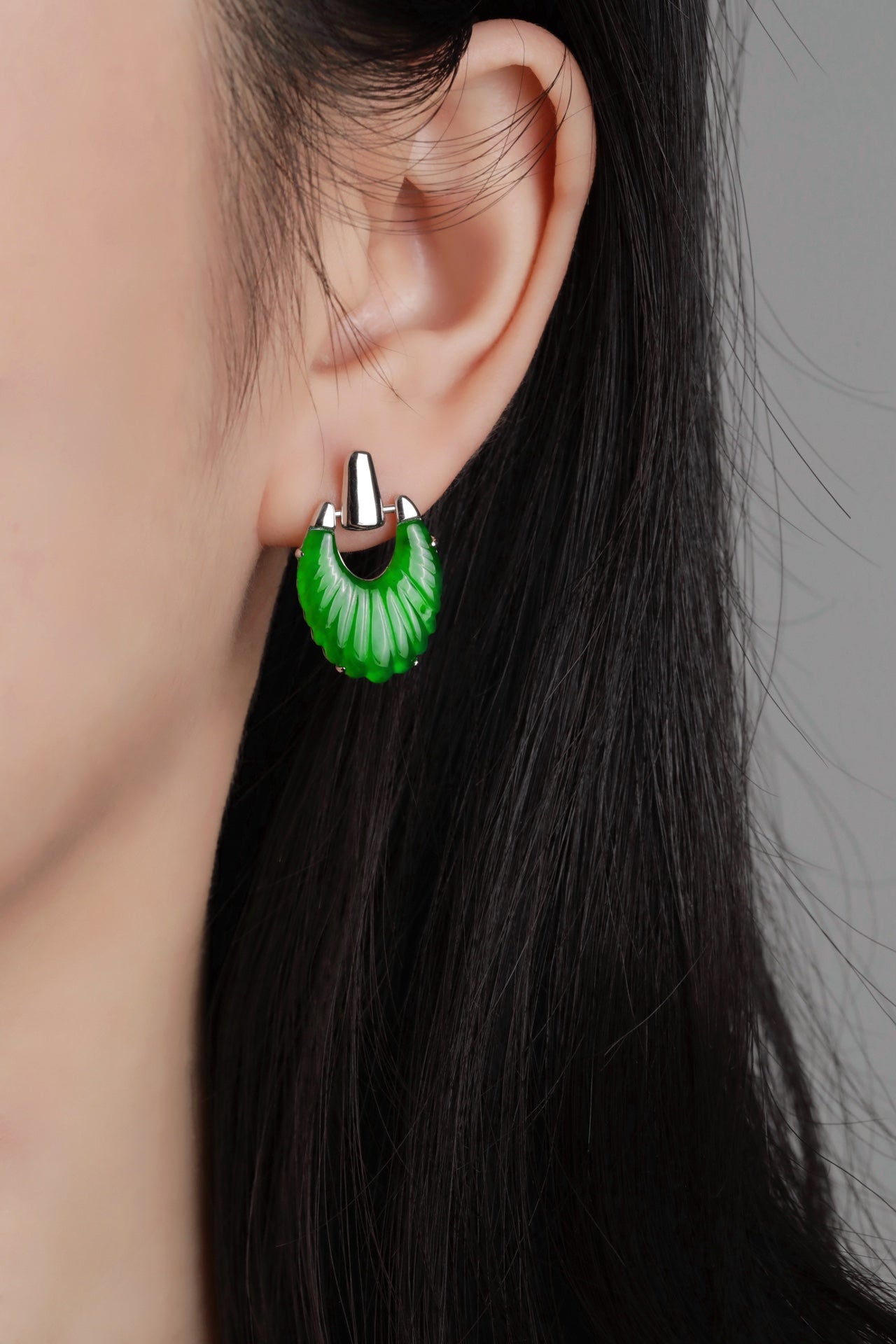 U-Shaped Striped Drop Earrings