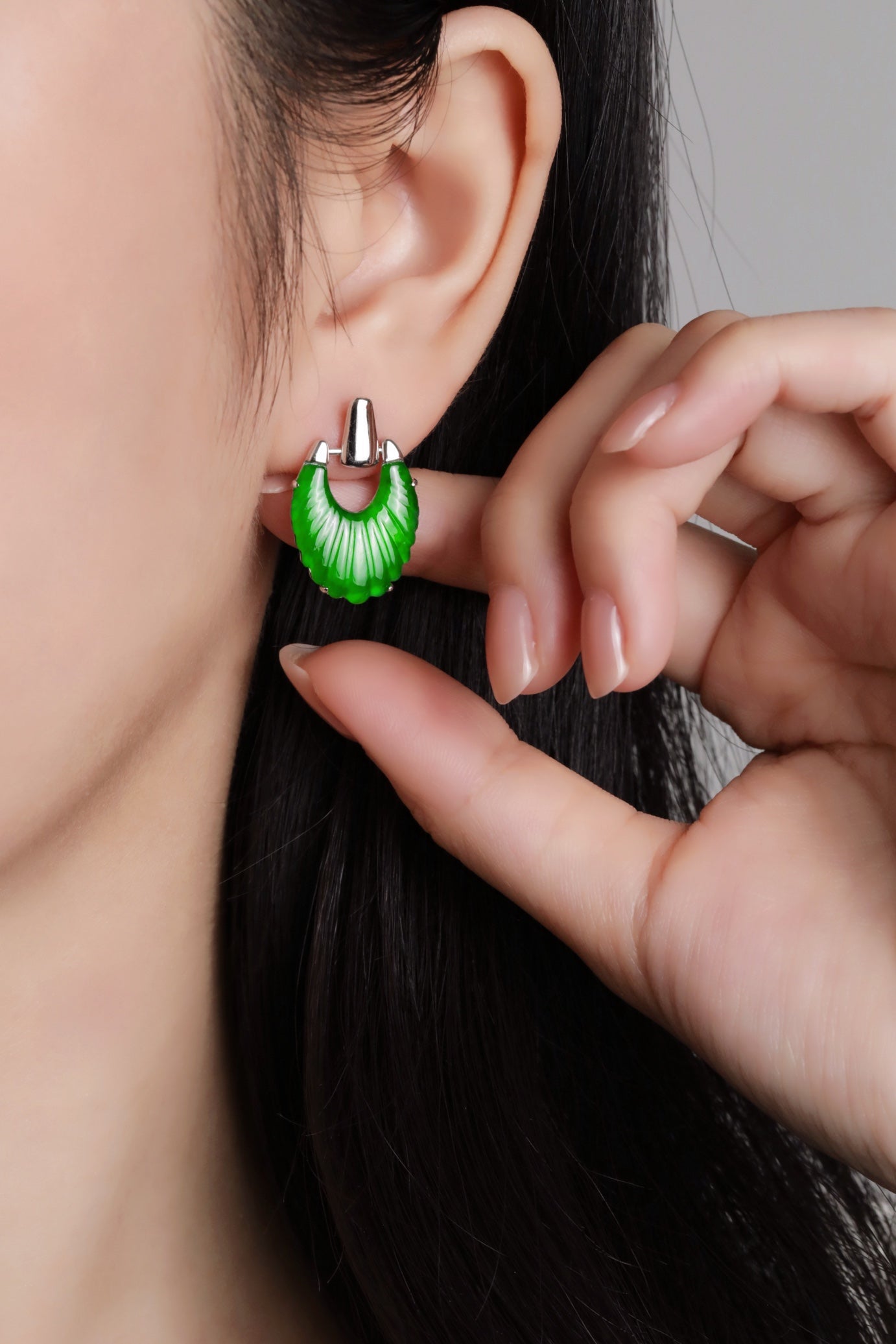 U-Shaped Striped Drop Earrings