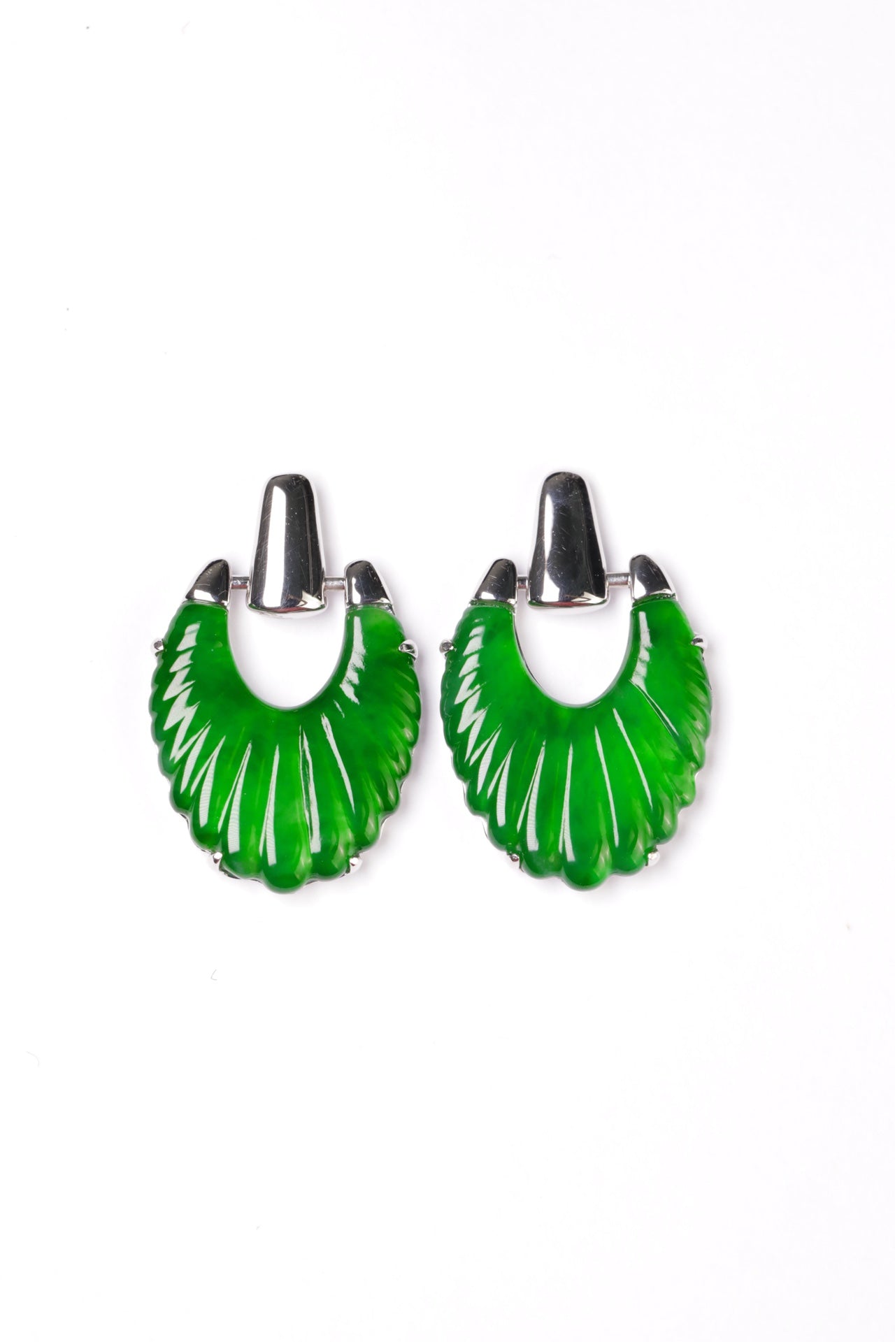 925 silver bird feather colorful earrings natural jade