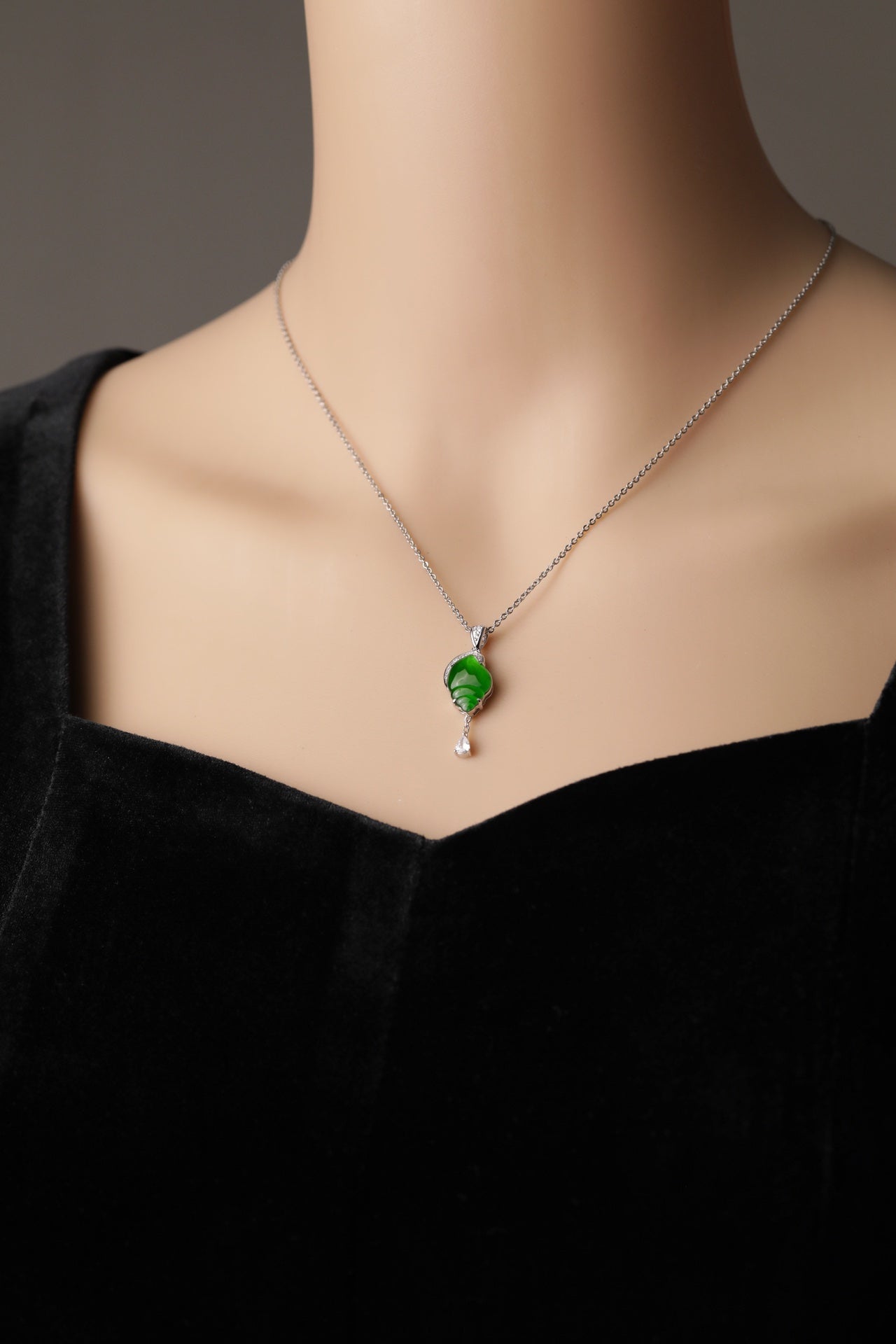 925 Silver Ocean Pendant Natural Jade