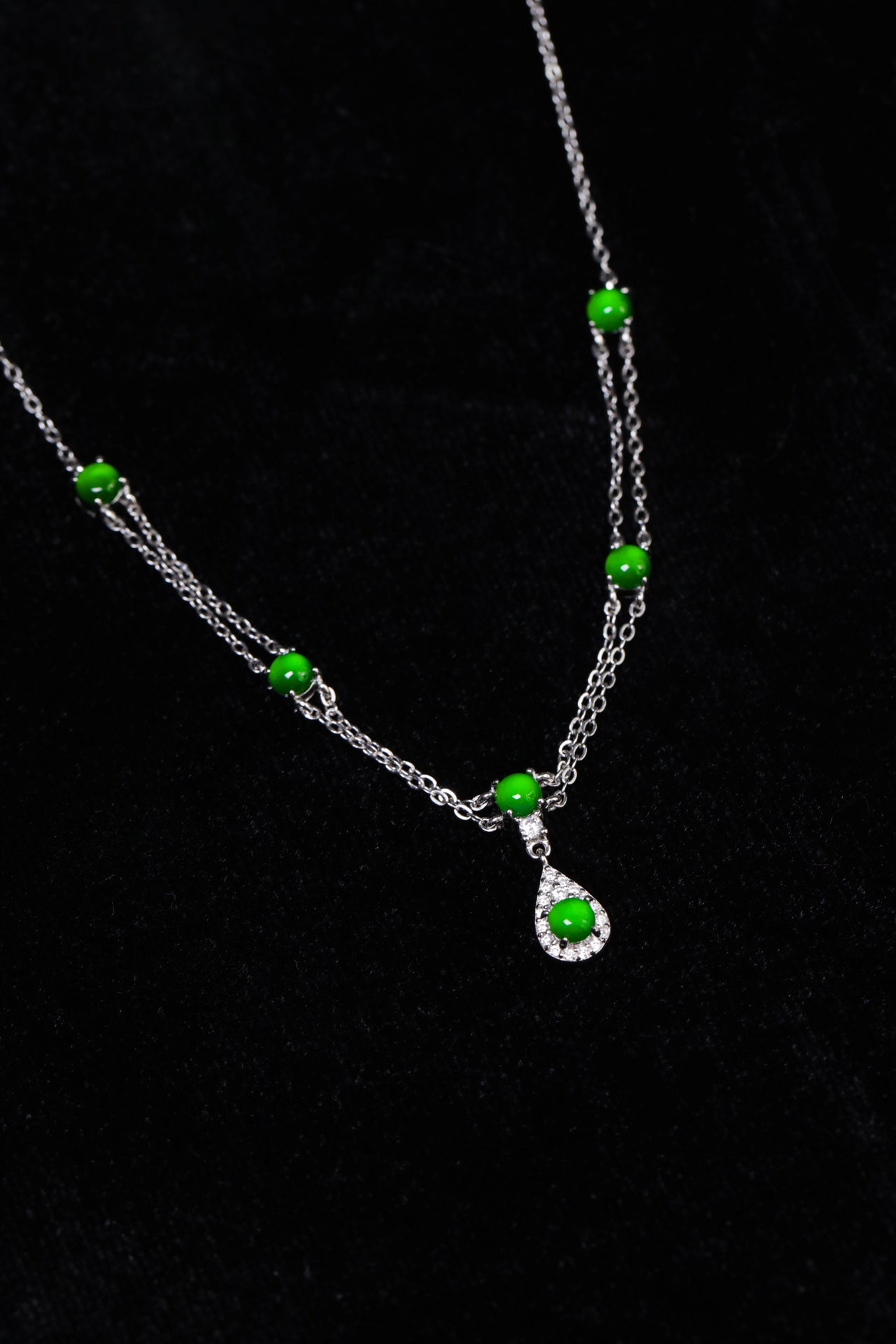 Diamond-Set Teardrop Necklace