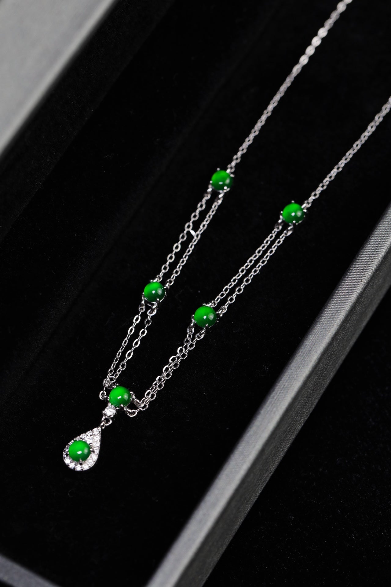 Diamond-Set Teardrop Necklace