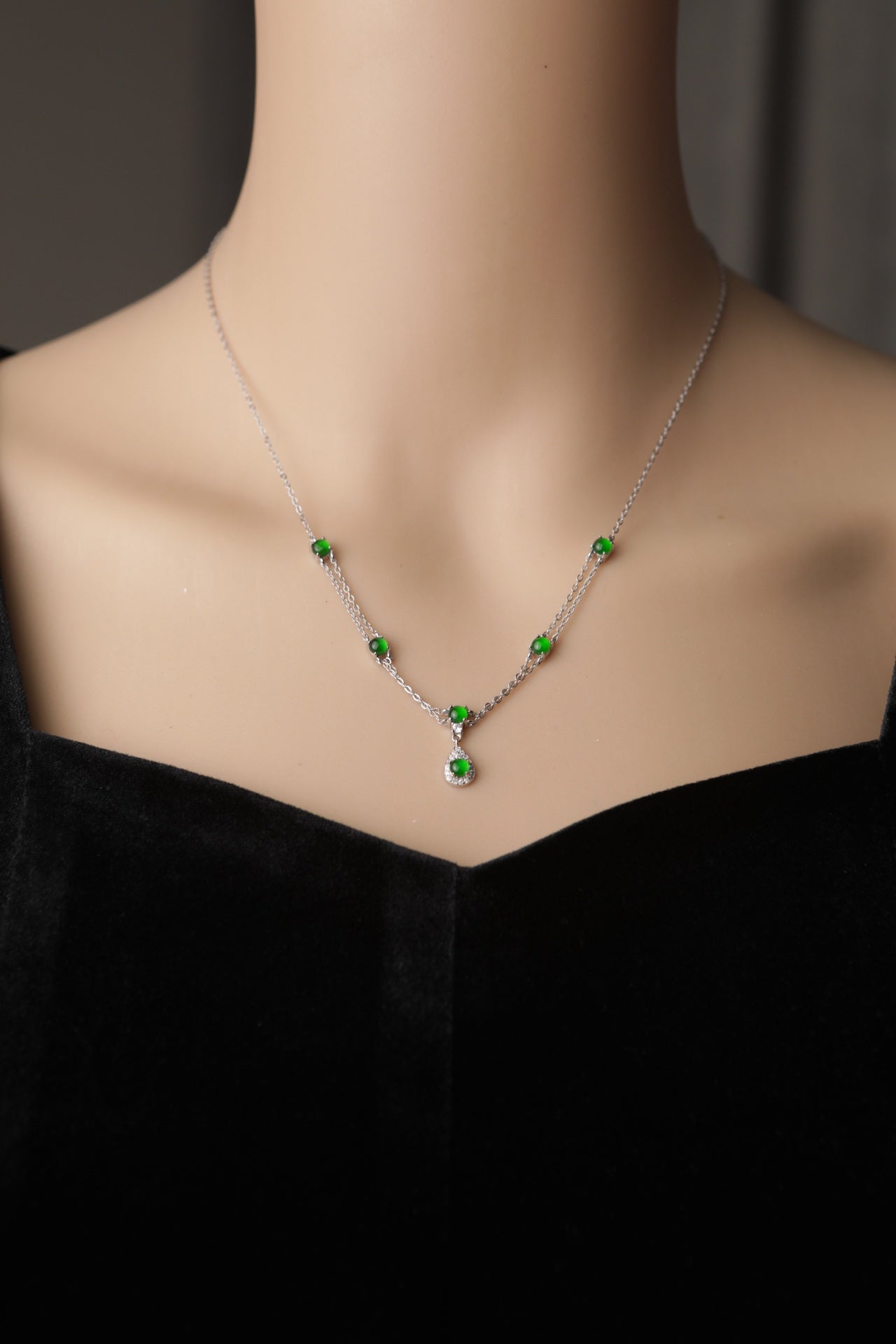 Diamond-Set Teardrop Necklace