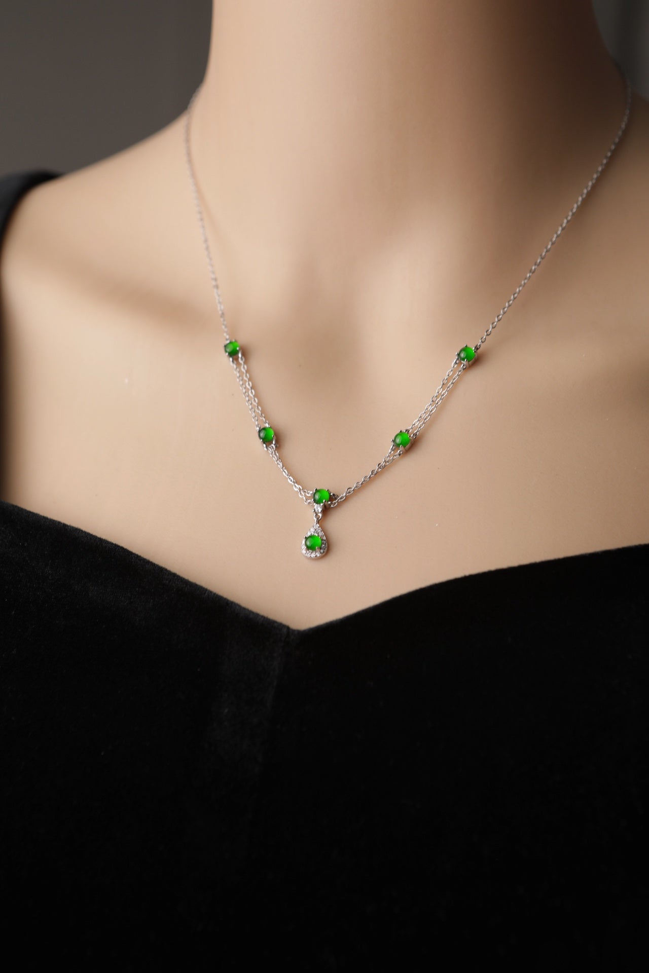 Diamond-Set Teardrop Necklace