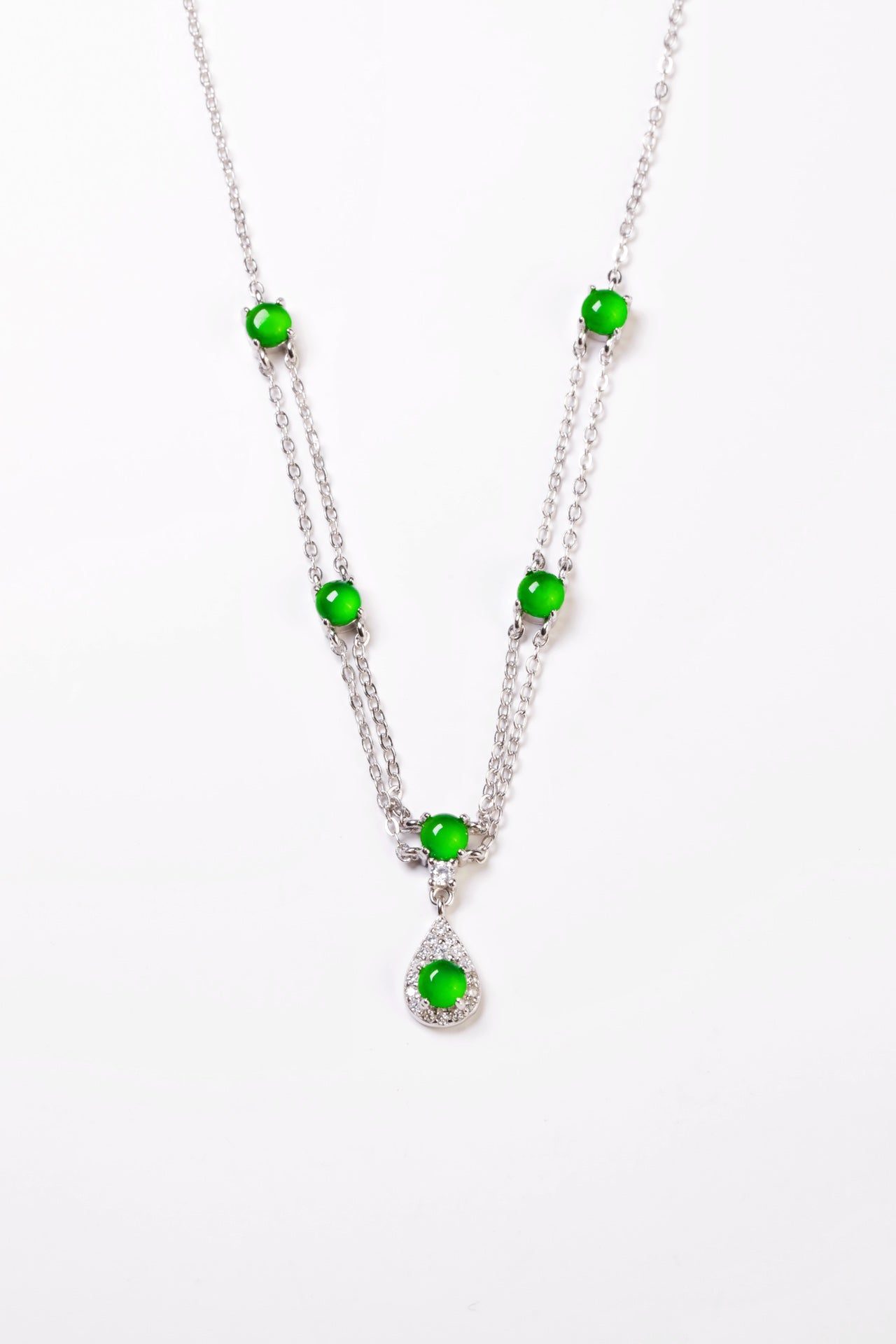 925 Silver Fantasy Ribbon Necklace Natural Jade