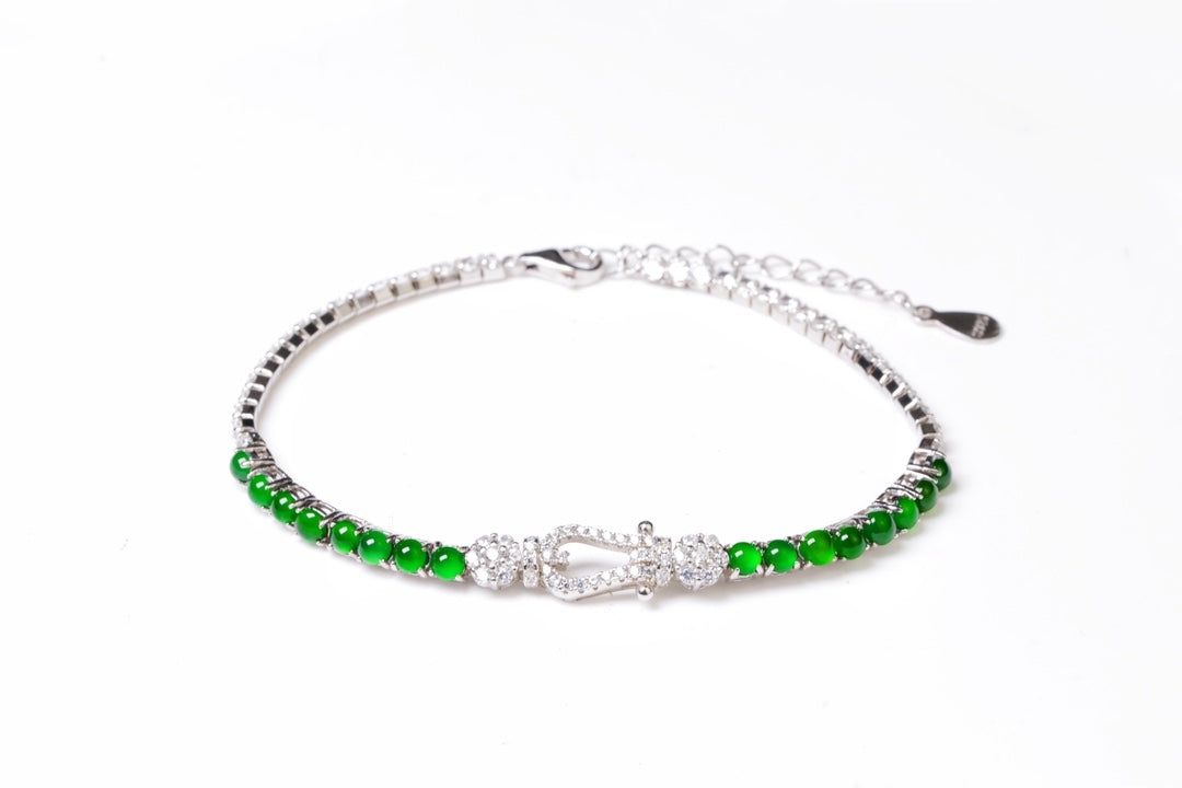 Egg-shaped bracelet S925 silver jadeite