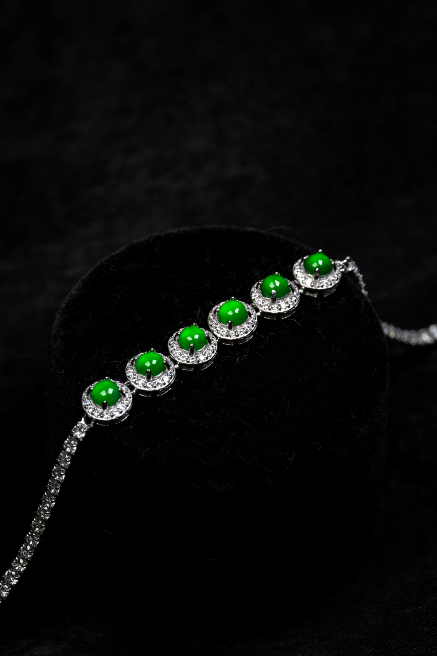 Diamond-Set Jade Bracelet