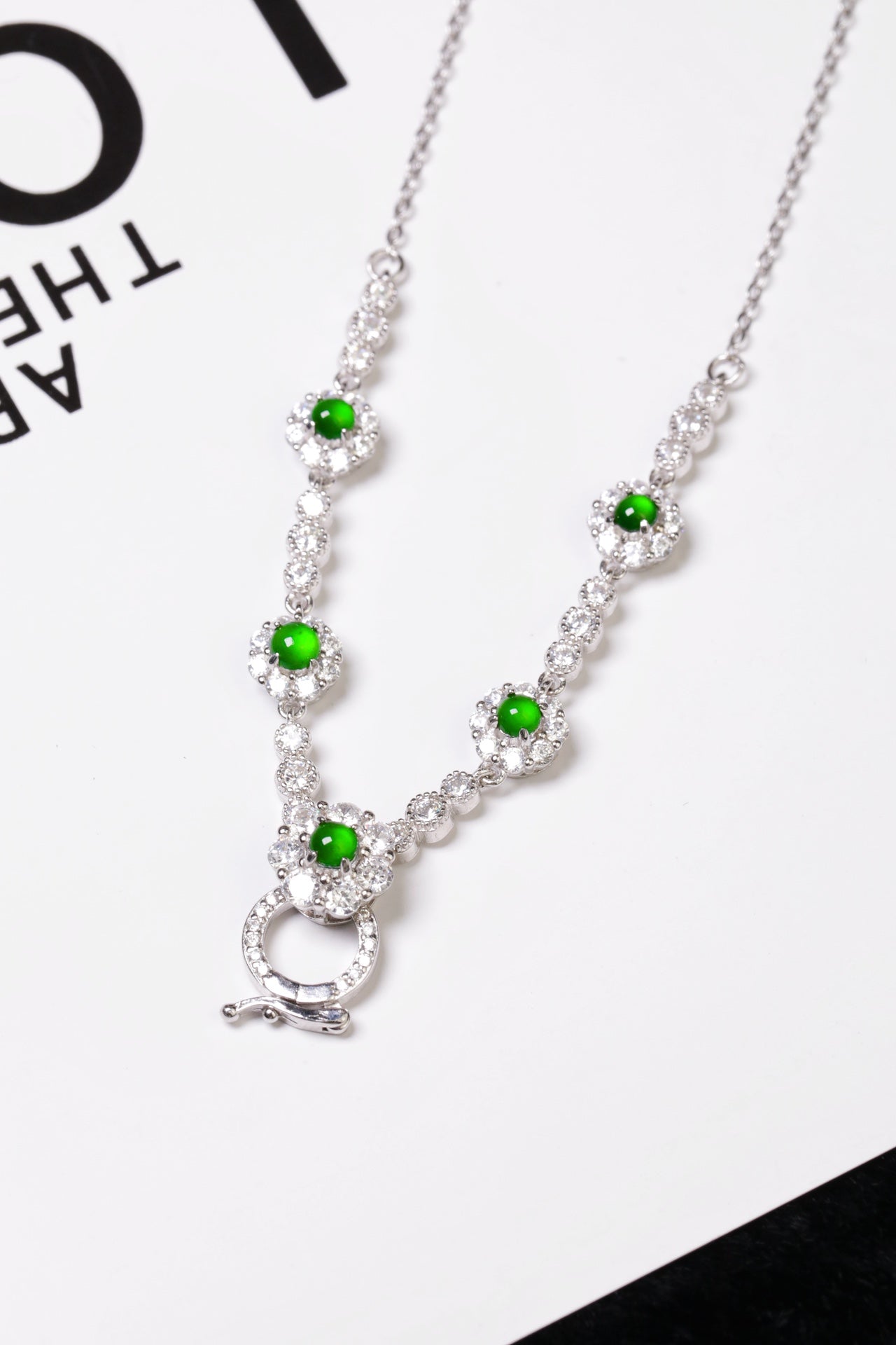 Lucky Ring Diamond-Set Jade Necklace