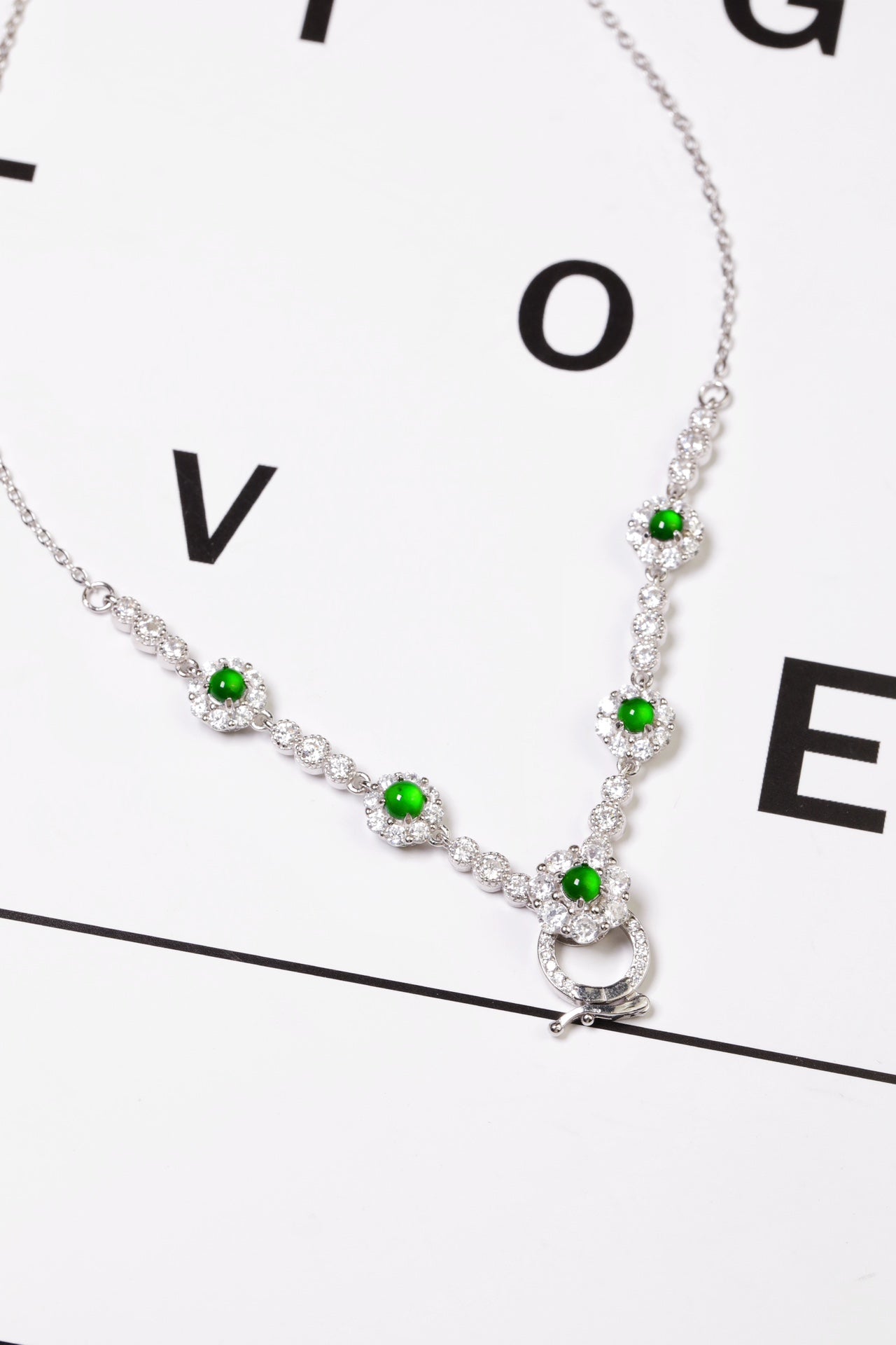 Lucky Ring Diamond-Set Jade Necklace