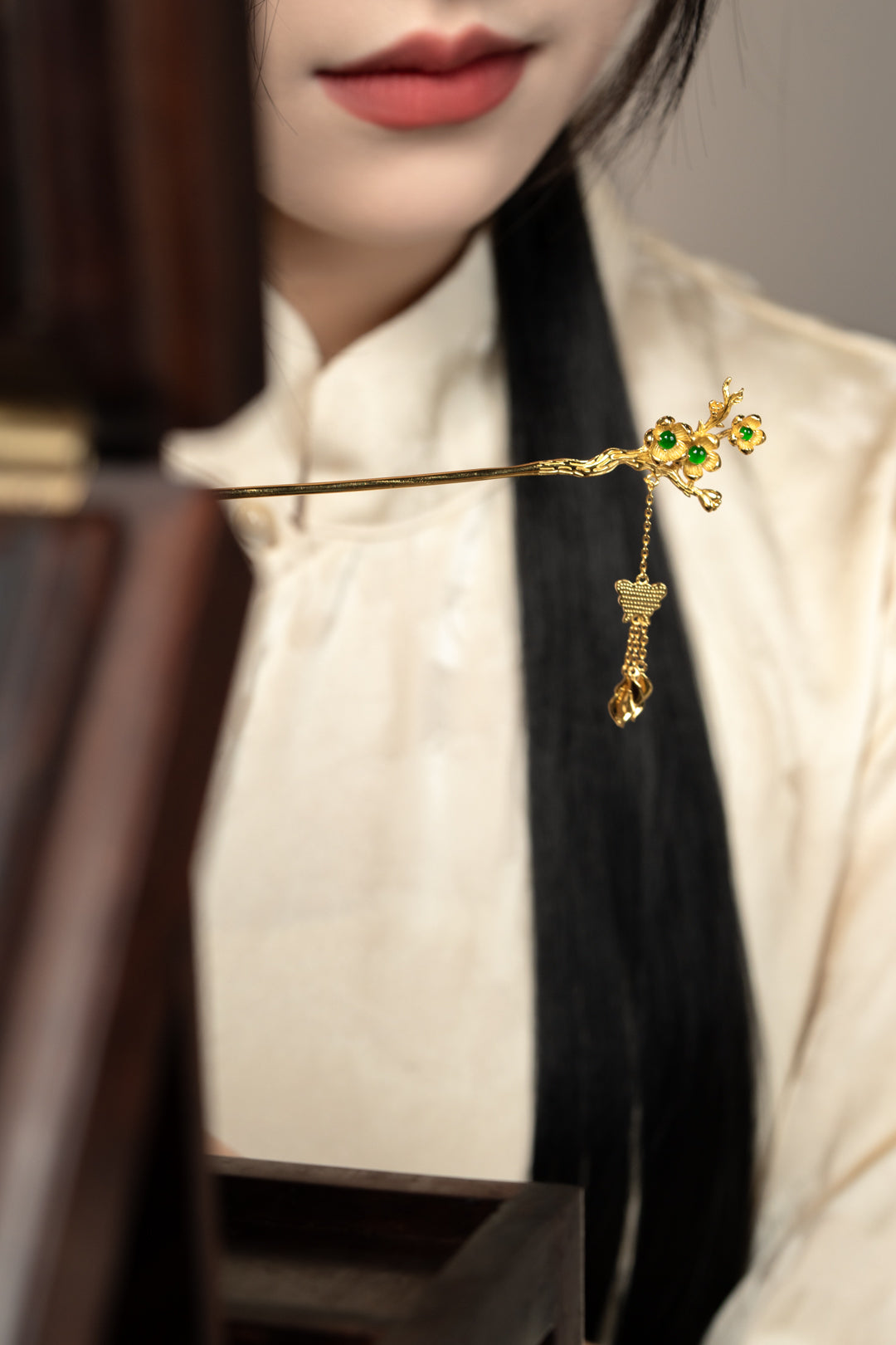 Gold-Plated Flower Hairpin