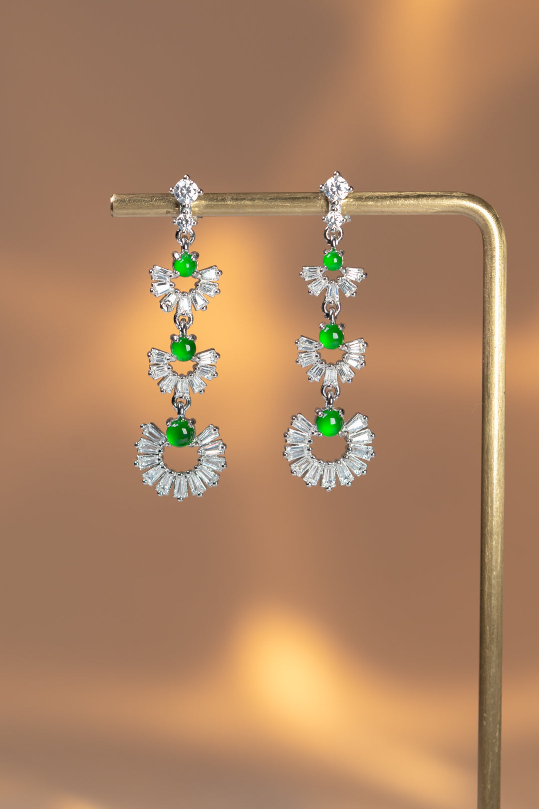 Fan-Shaped Crystal Drop Earrings