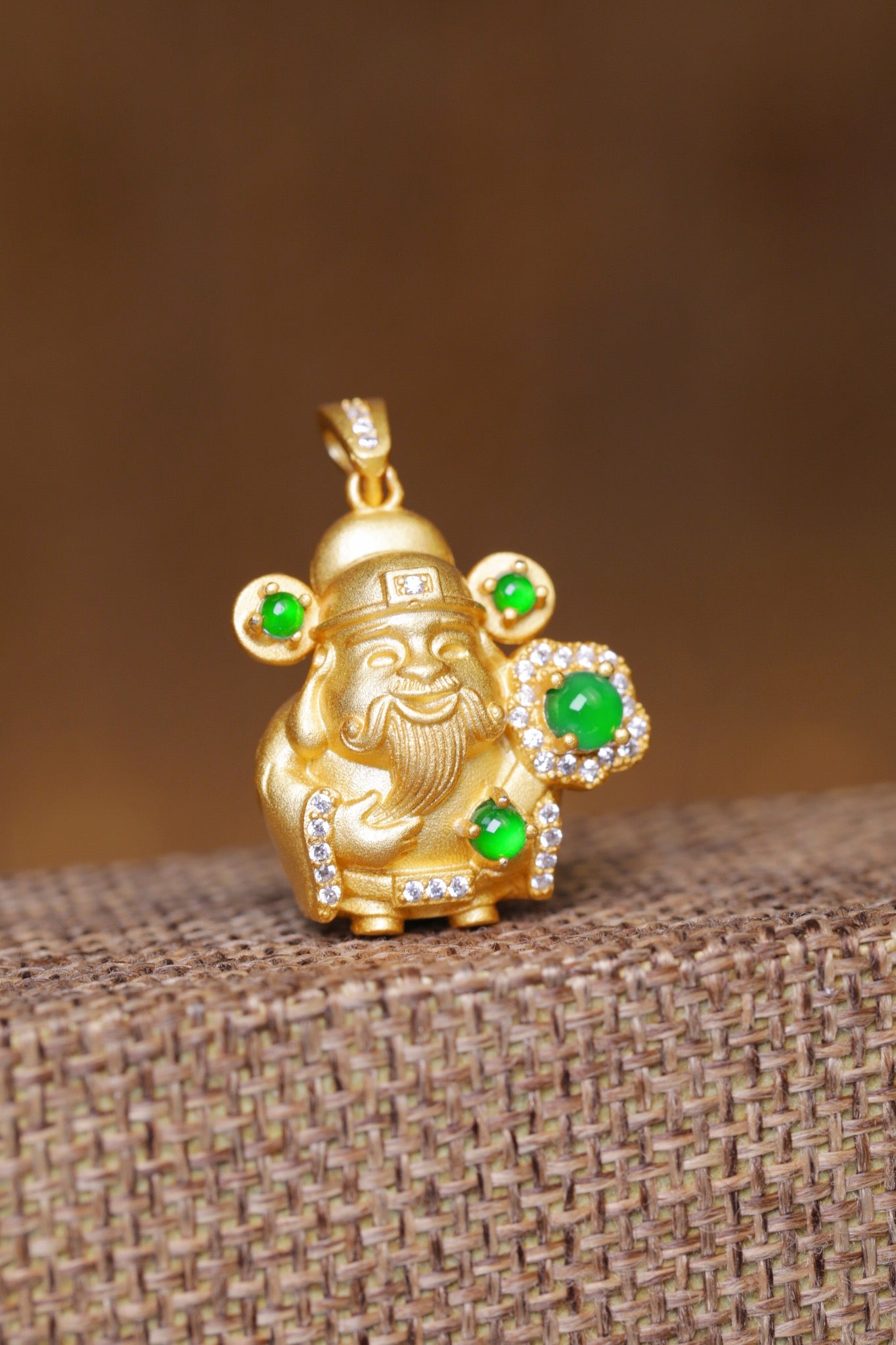 Gold-Plated God of Wealth Pendant Necklace