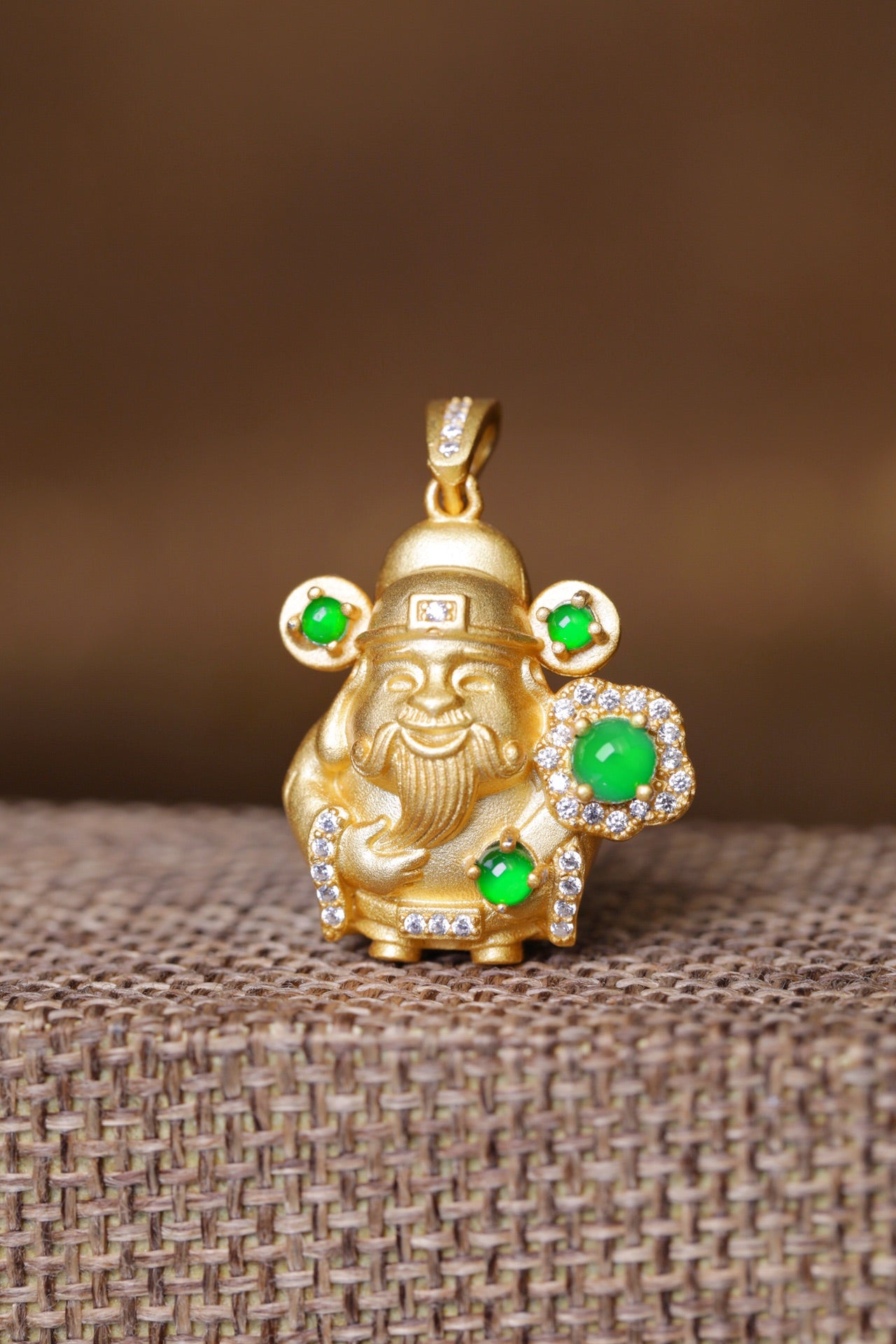 Gold-Plated God of Wealth Pendant Necklace