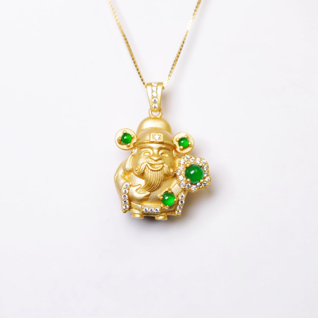 God of Wealth Pendant S925 Silver Jade