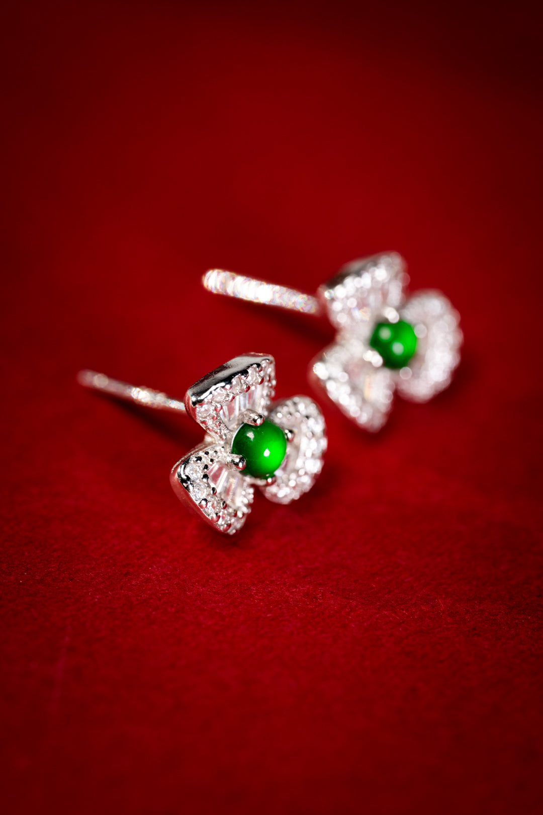 925 Silver Petal Melody Earrings Natural Jade