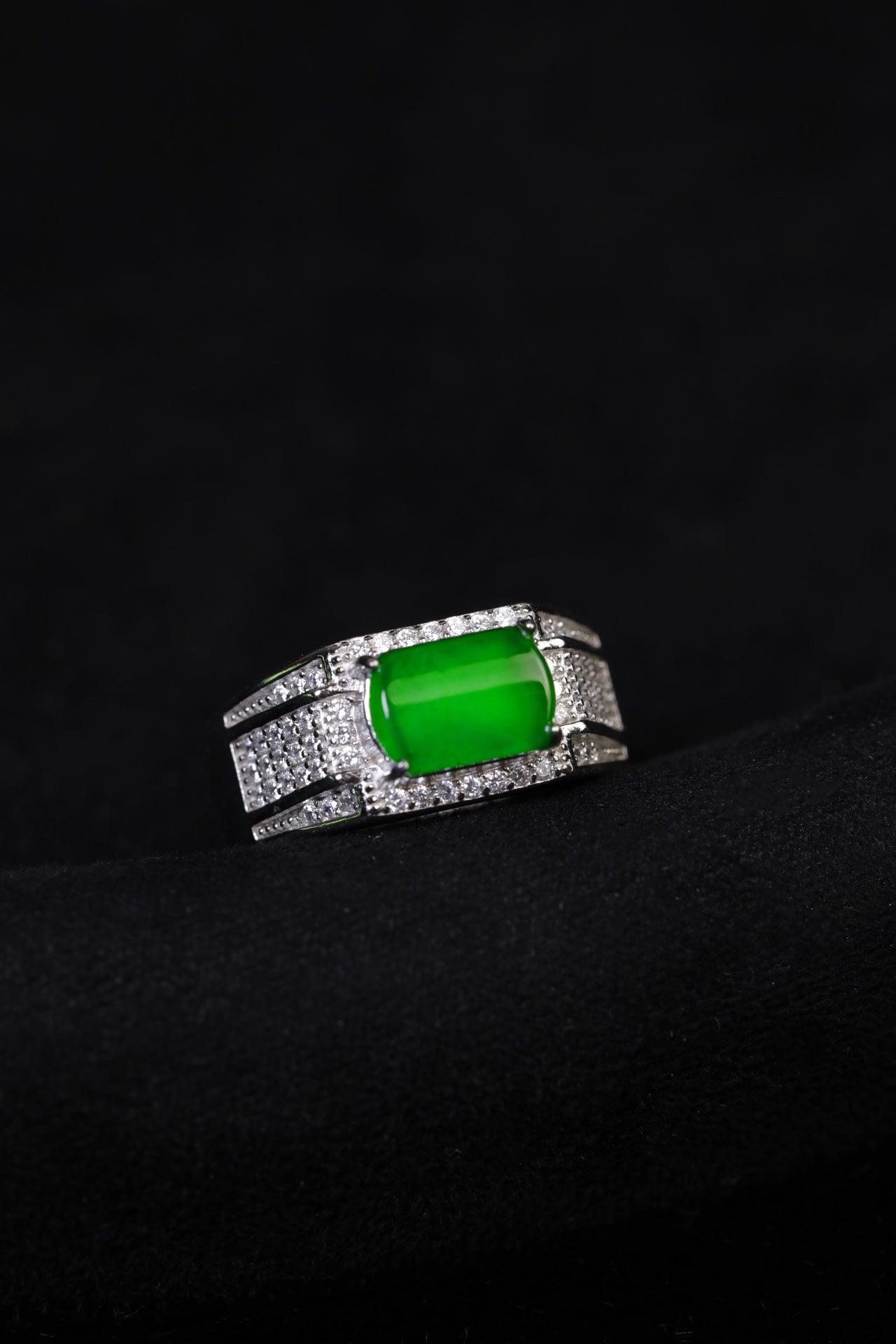 Square Jade Silver Ring