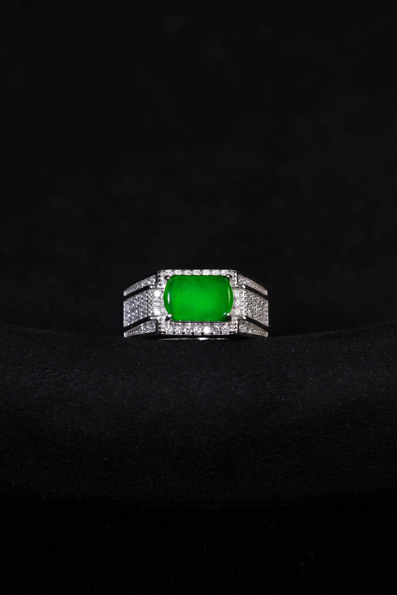 Square Jade Silver Ring