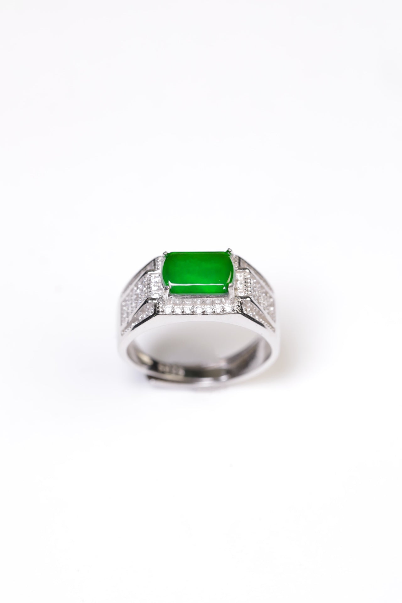 925 Silver Saddle Ring Natural Jade