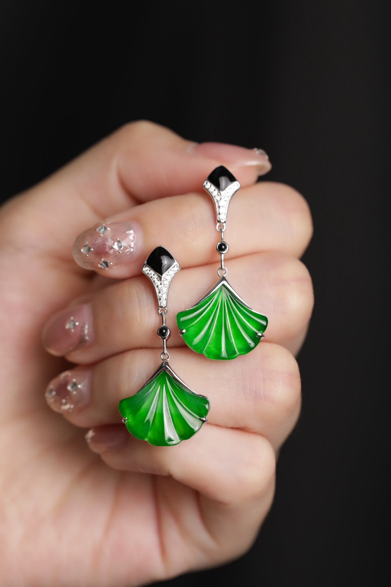 Silver Ginkgo Leaf Drop Earrings