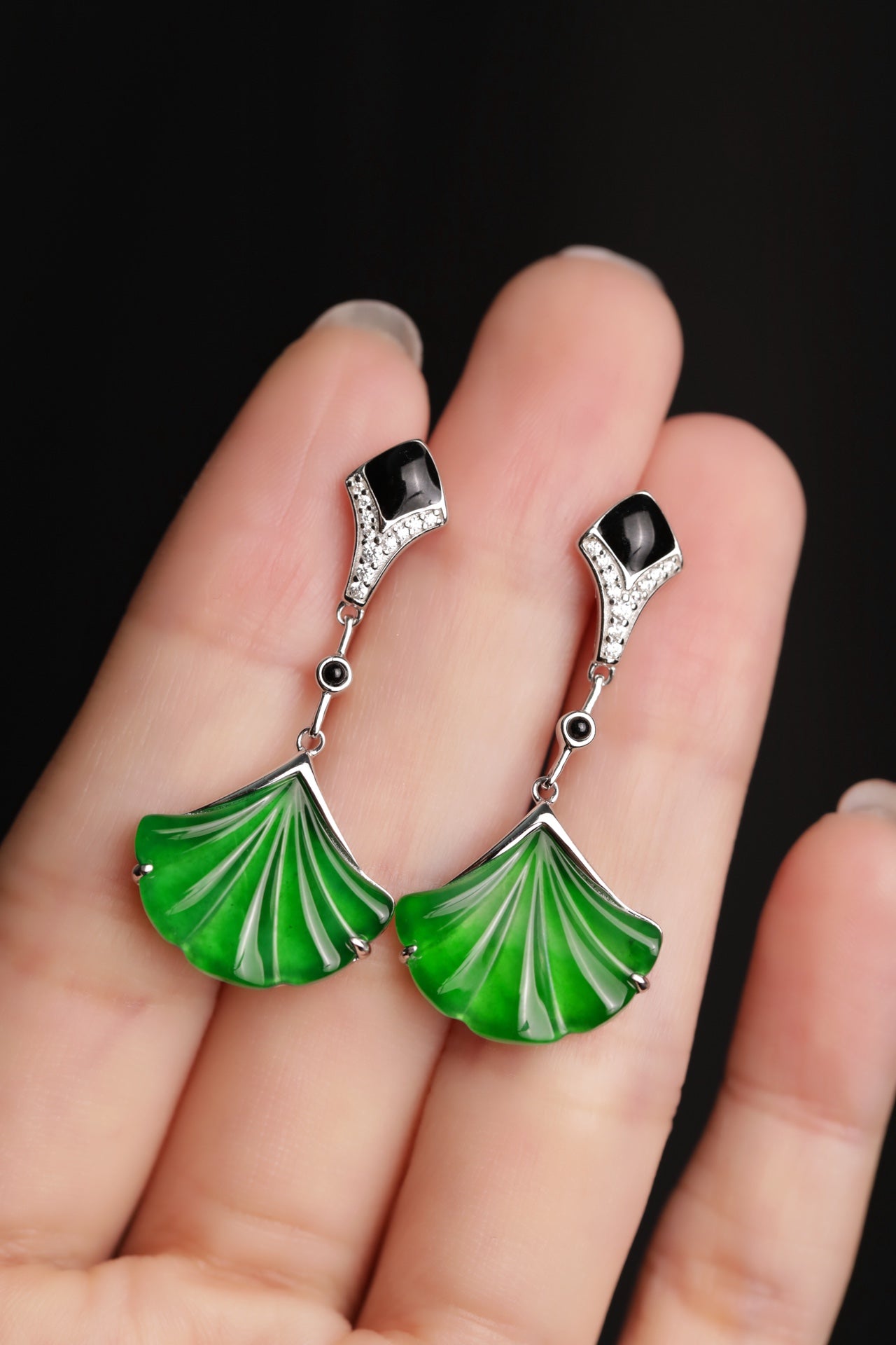 Silver Ginkgo Leaf Drop Earrings