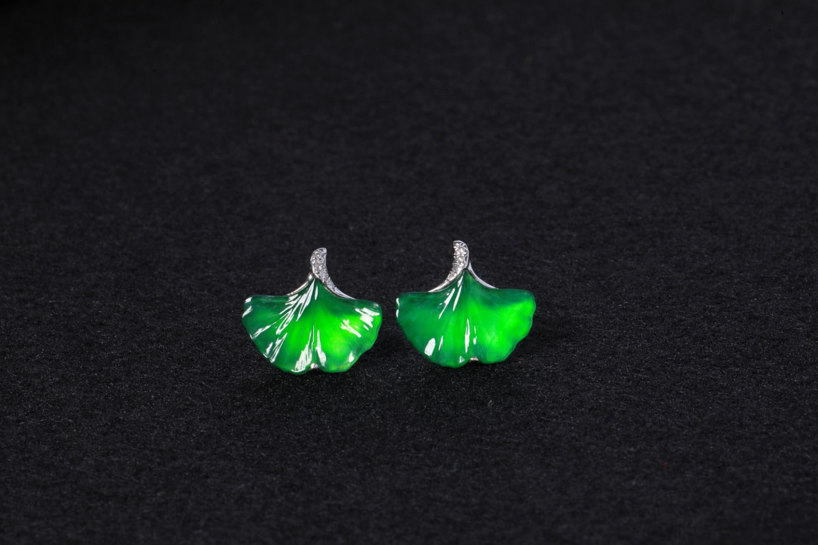 Wide Ginkgo Leaf Stud Earrings