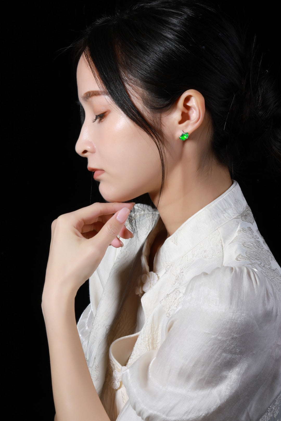 Wide Ginkgo Leaf Stud Earrings