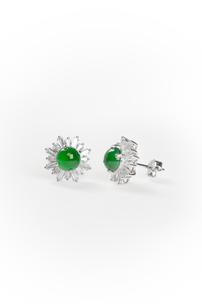 Egg-shaped earrings S925 silver Jade