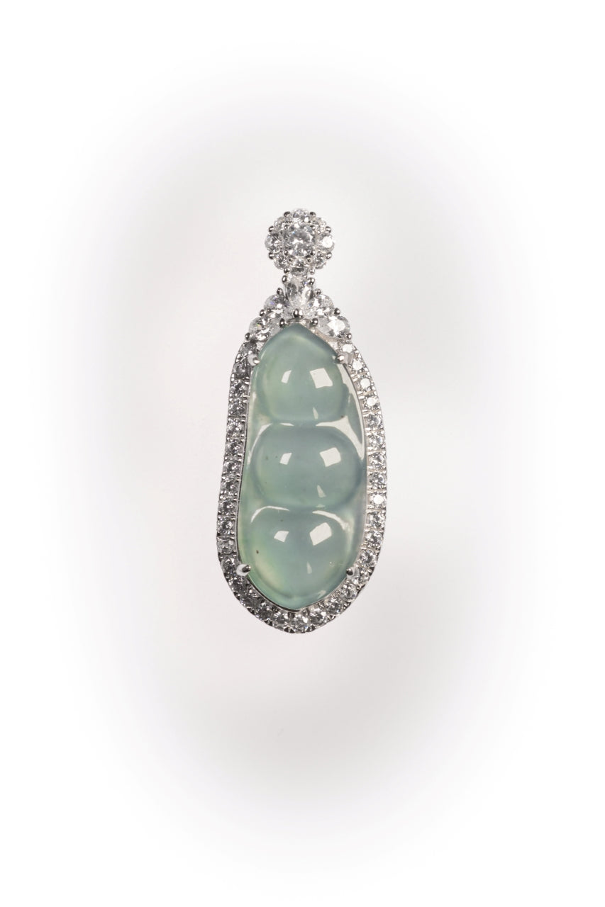 925 silver bean pendant natural jadeite