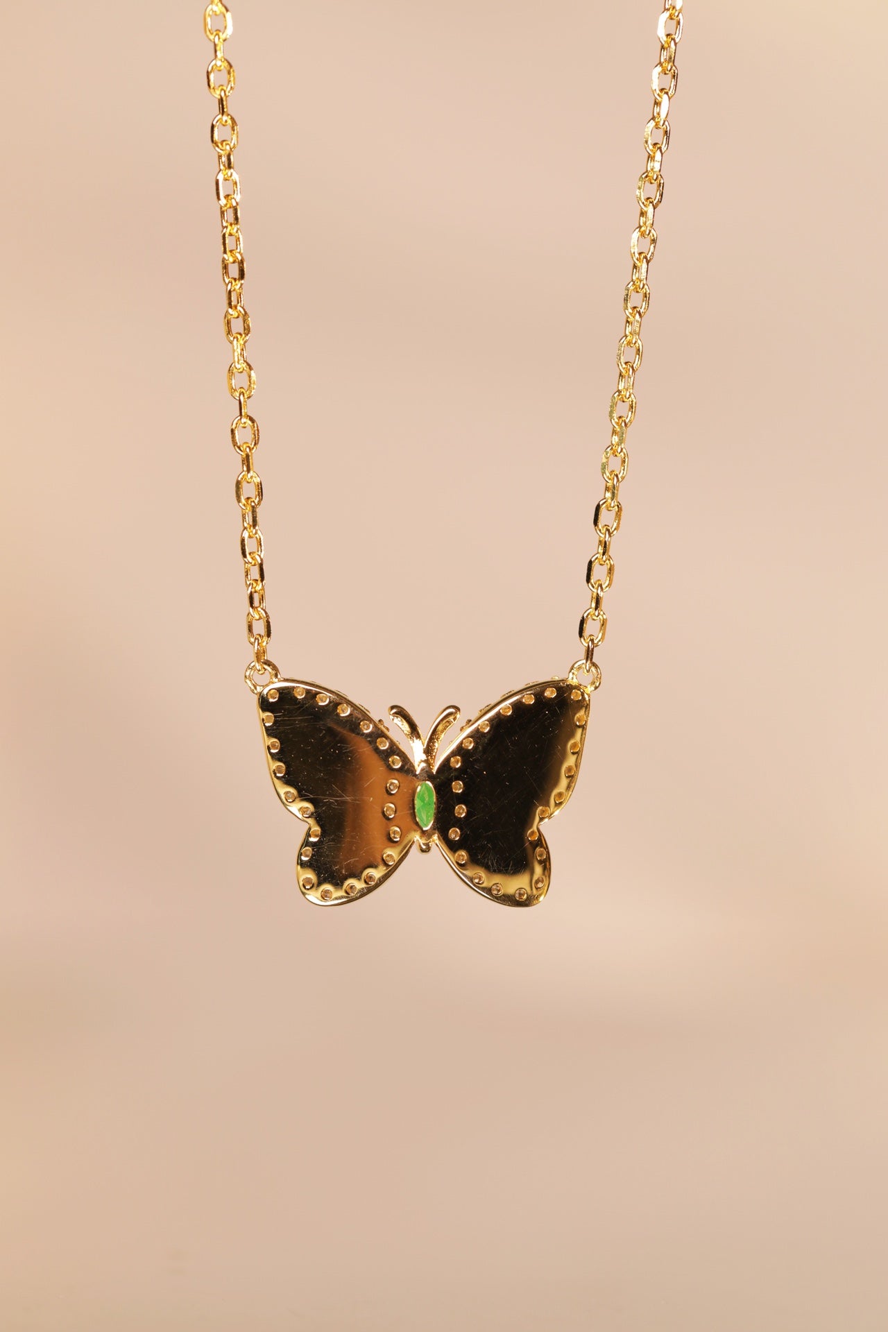 Gold-Plated Diamond-Edge Butterfly Ring and necklace