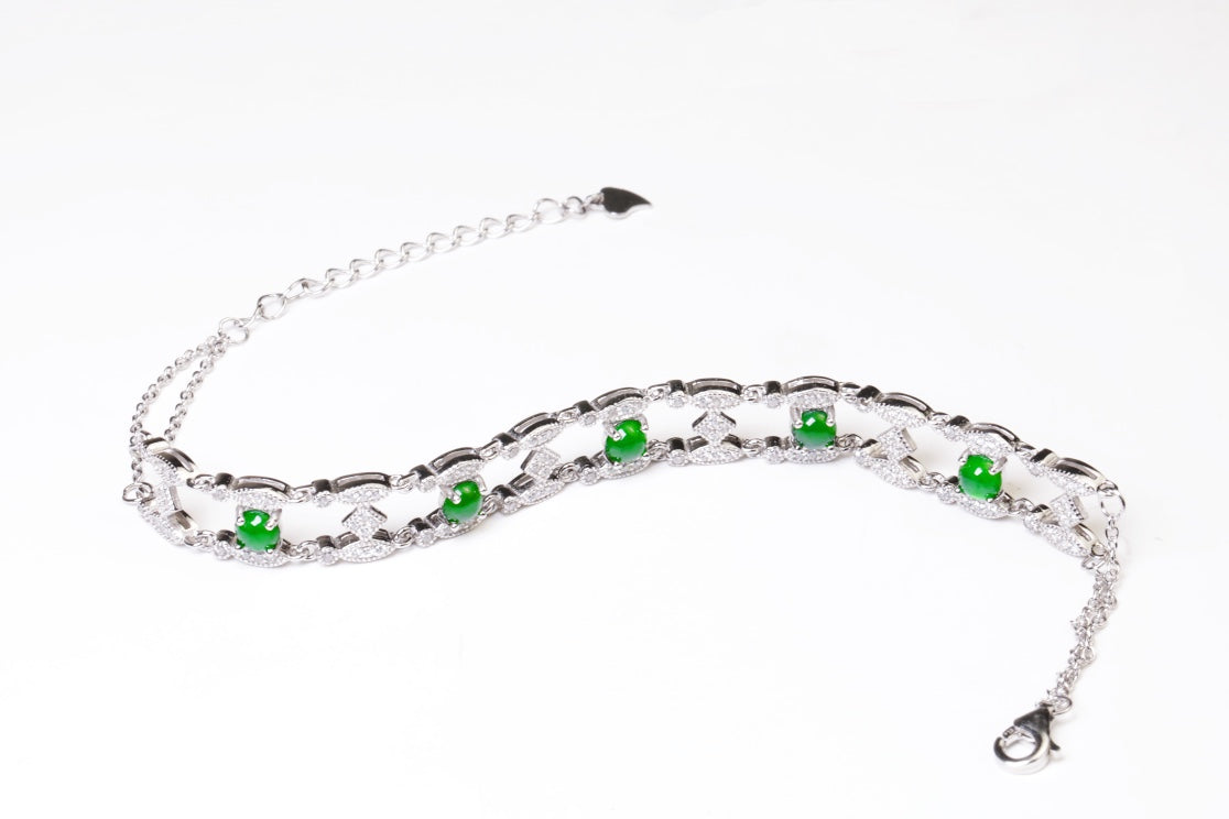 Egg-shaped bracelet S925 silver jadeite