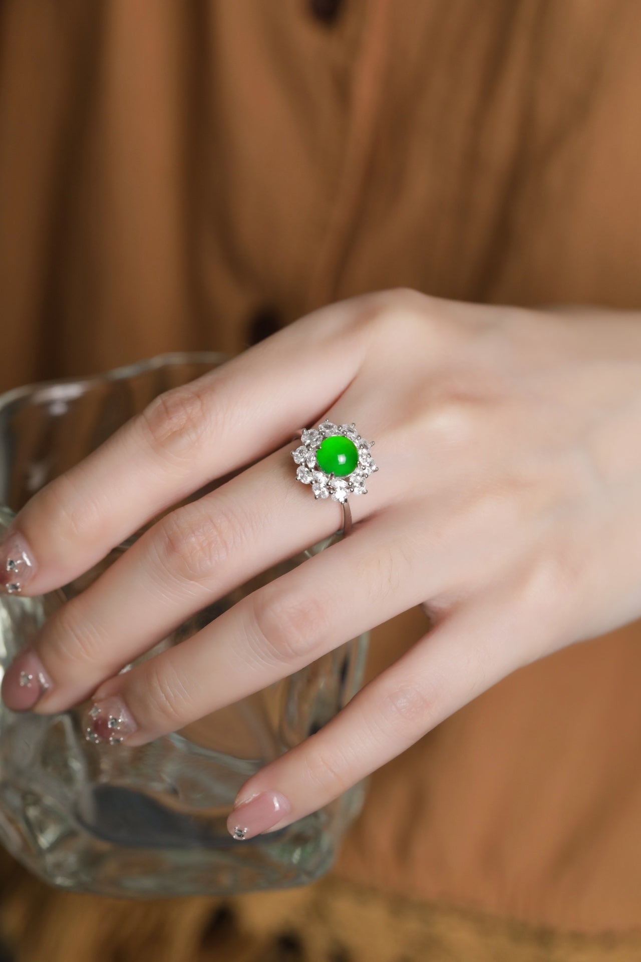 Diamond-Set Flower Ring