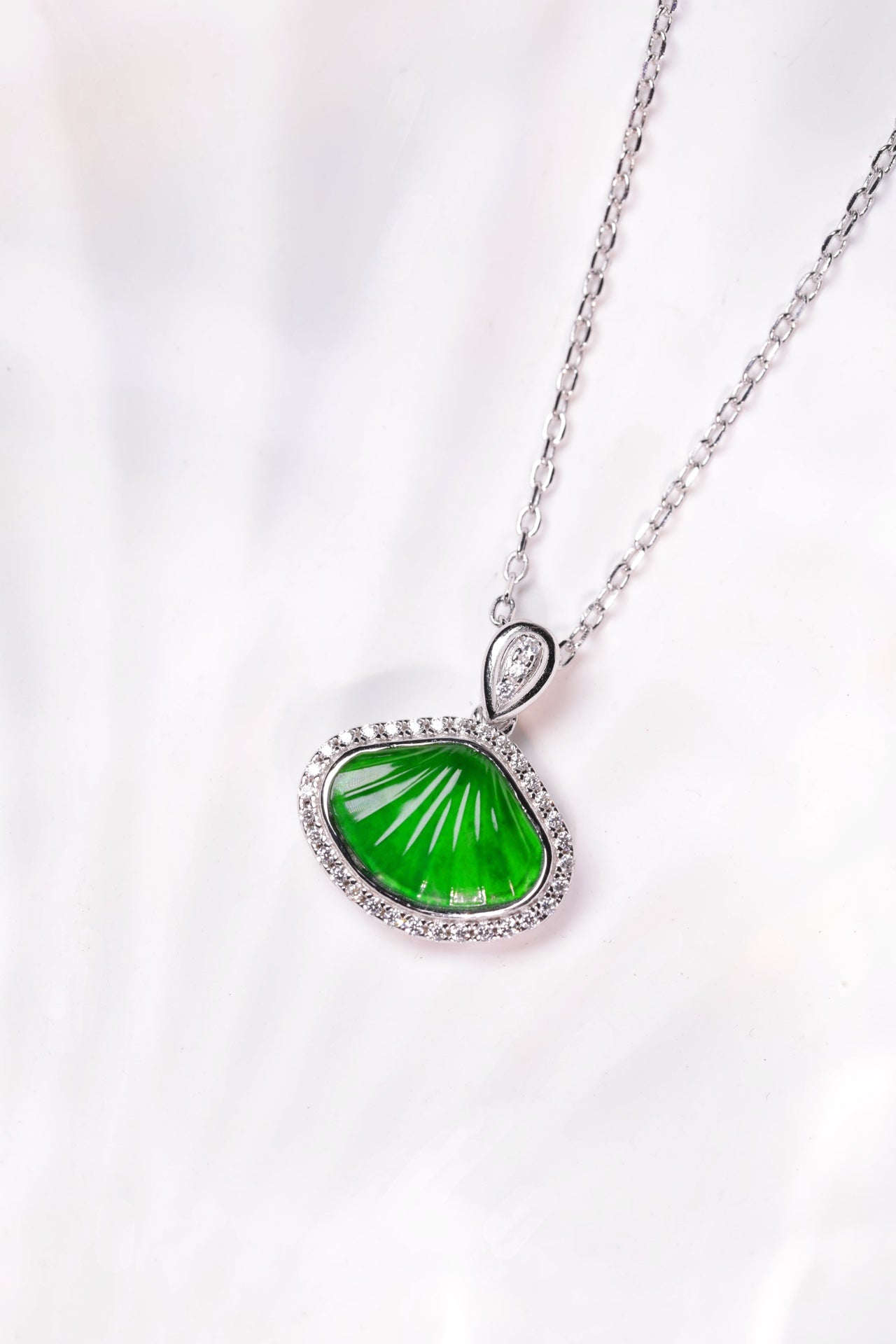 Diamond-Edge Shell Pendant Necklace