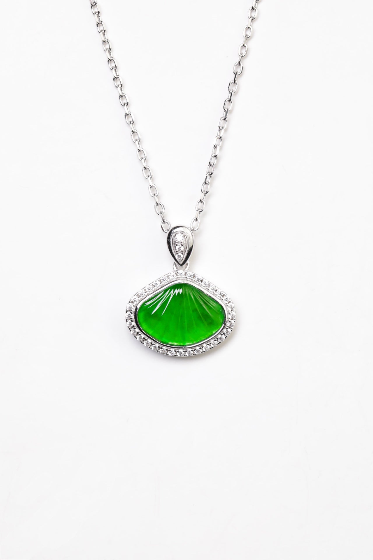 925 silver shell necklace natural jadeite