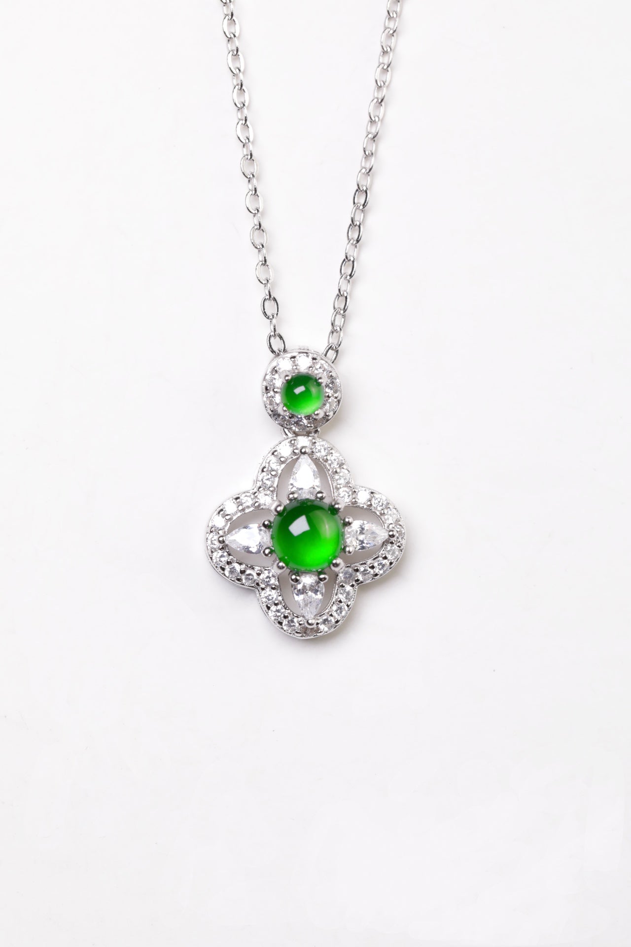 925 silver flower necklace natural jade