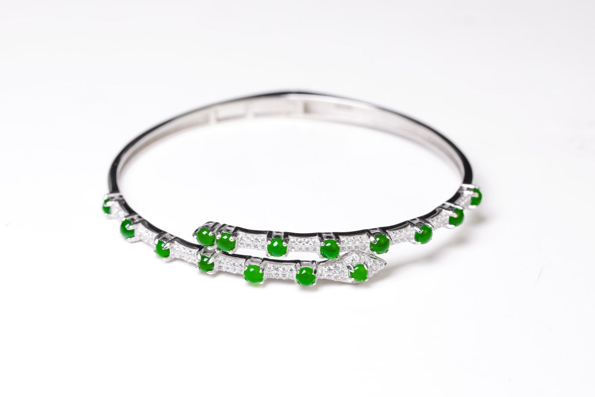 Egg-shaped bracelet S925 silver jadeite