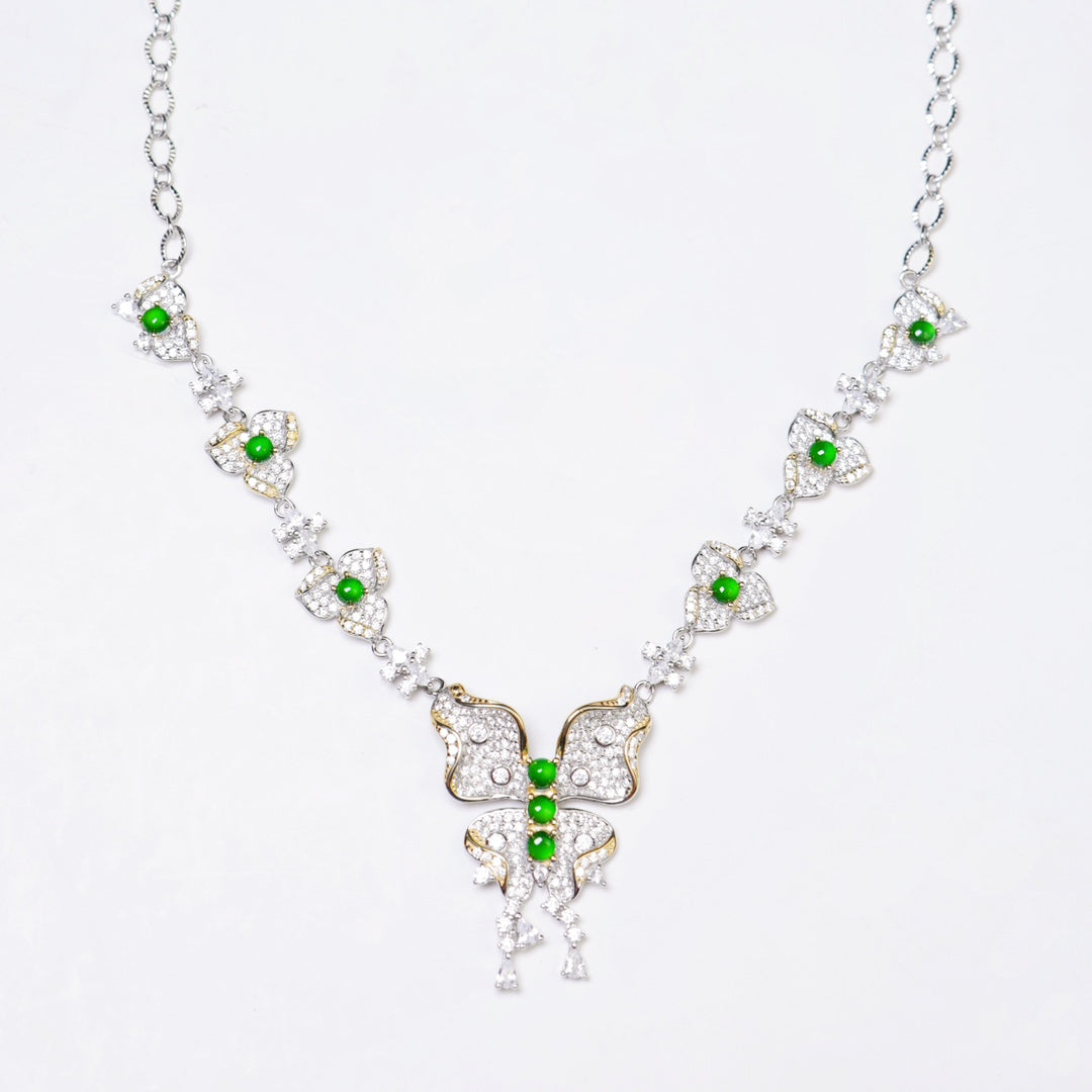 Butterfly Necklace S925 Silver Jade