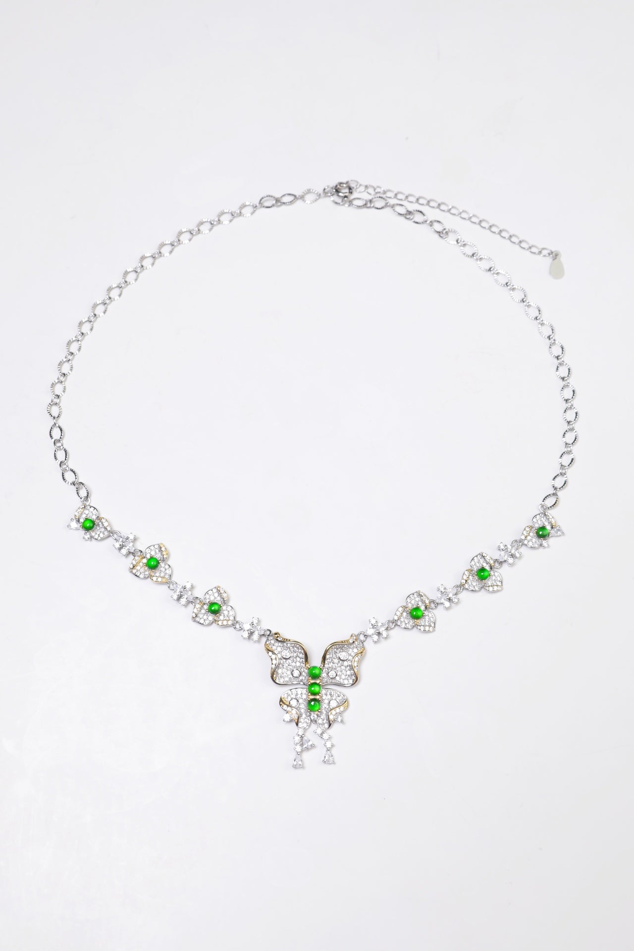 925 silver butterfly necklace natural jade