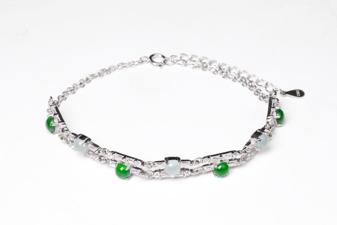 Egg-shaped bracelet S925 silver jadeite