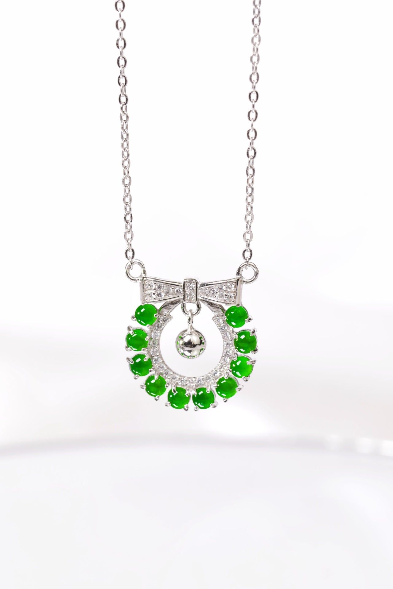 Bow Necklace S925 Silver Jade