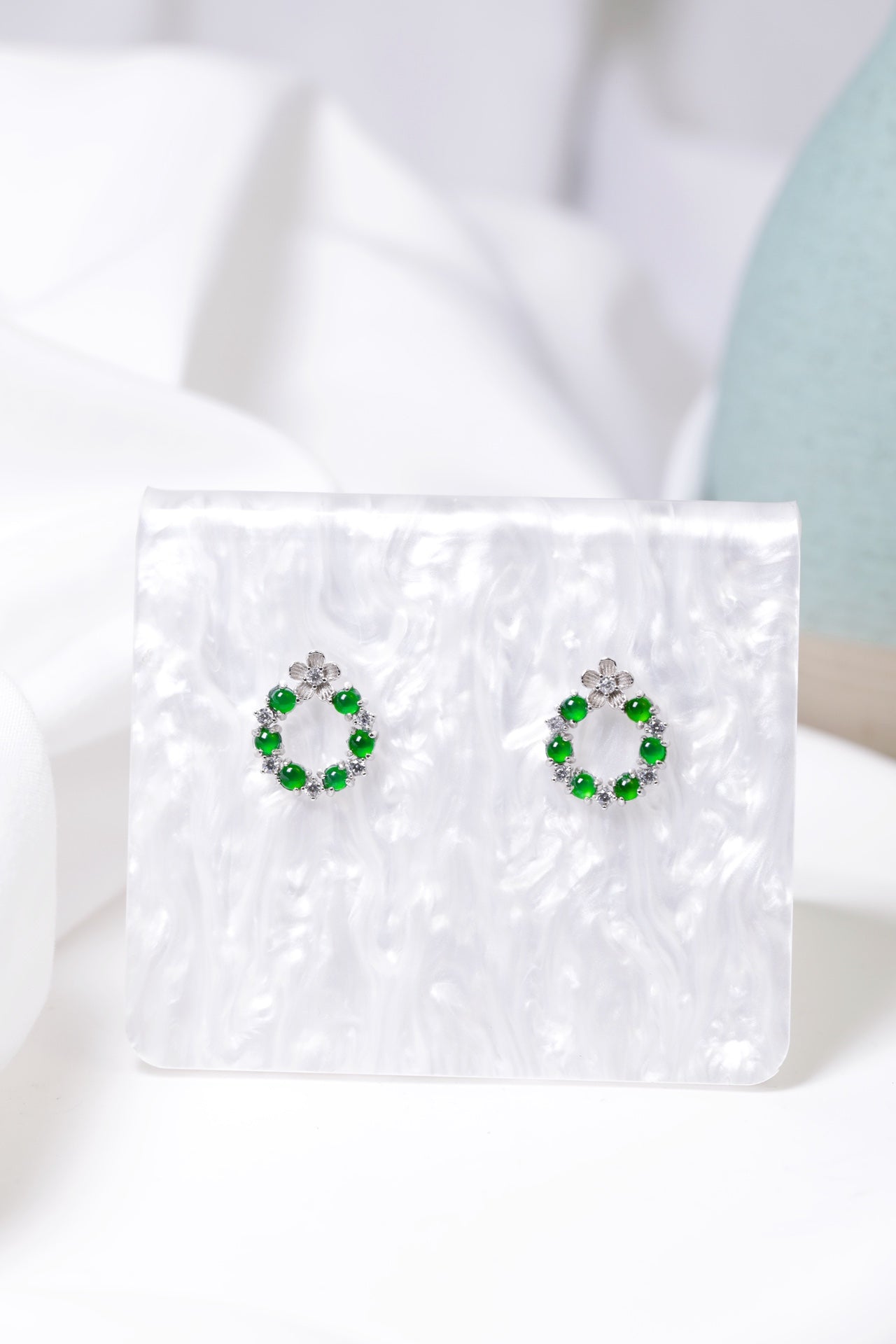 925 silver hoop earrings natural jade