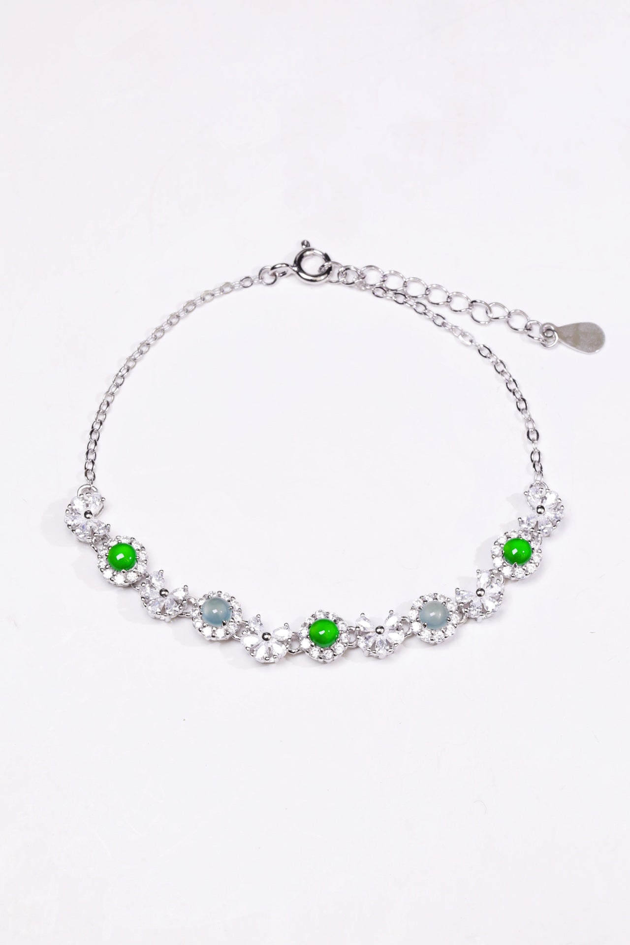 925 Silver Fantasy Interwoven Bracelet Natural Jade