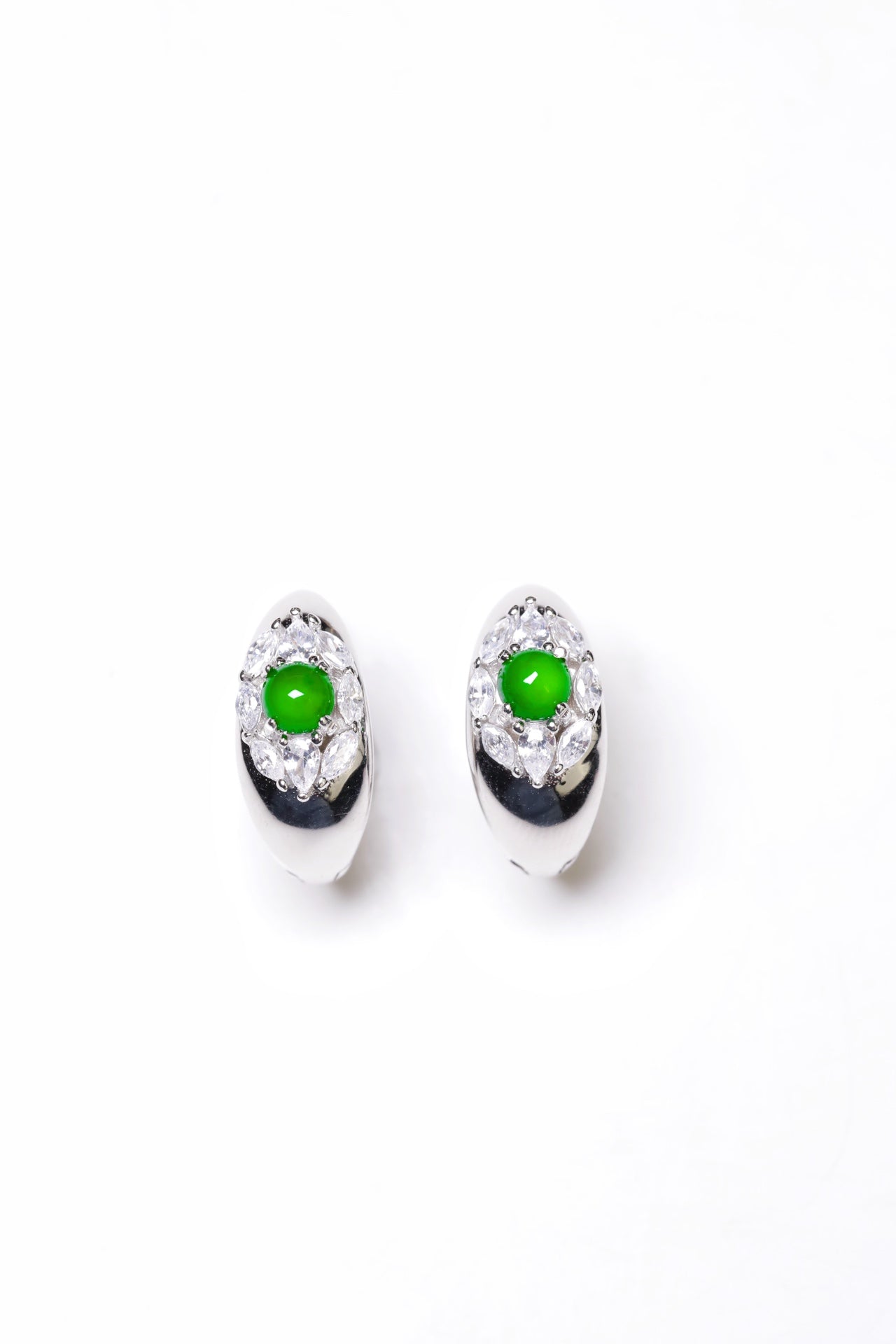 925 silver egg-shaped earrings natural jade