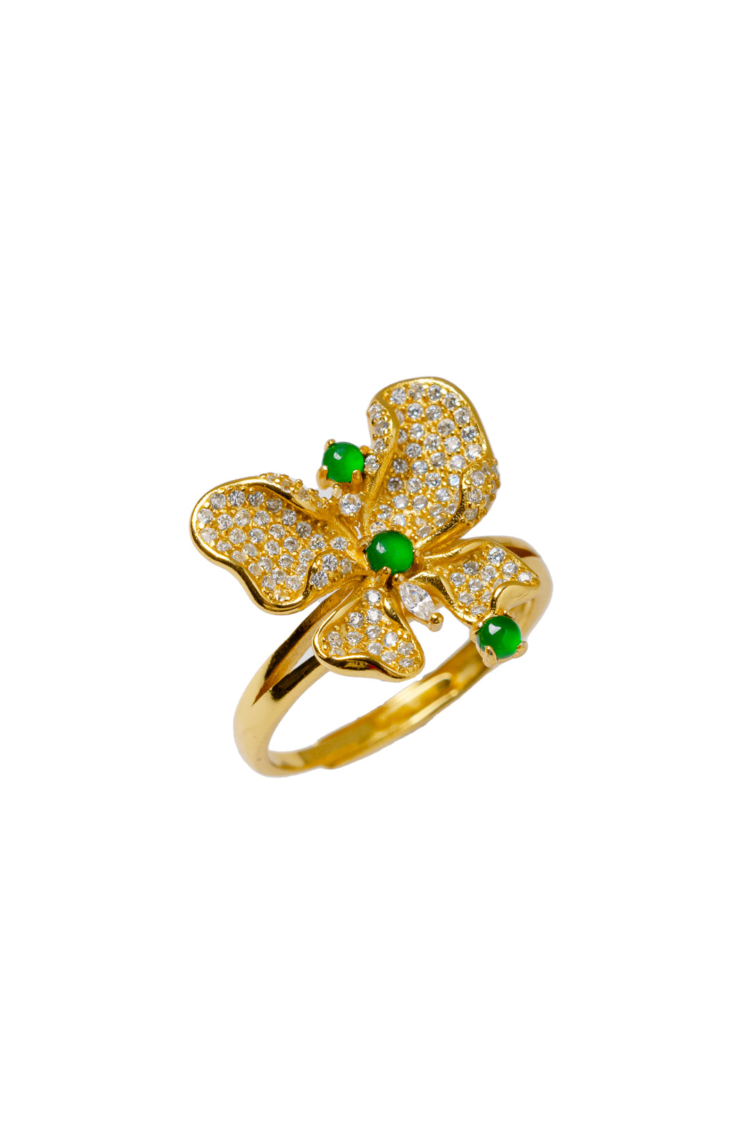 925 silver butterfly ring natural jade