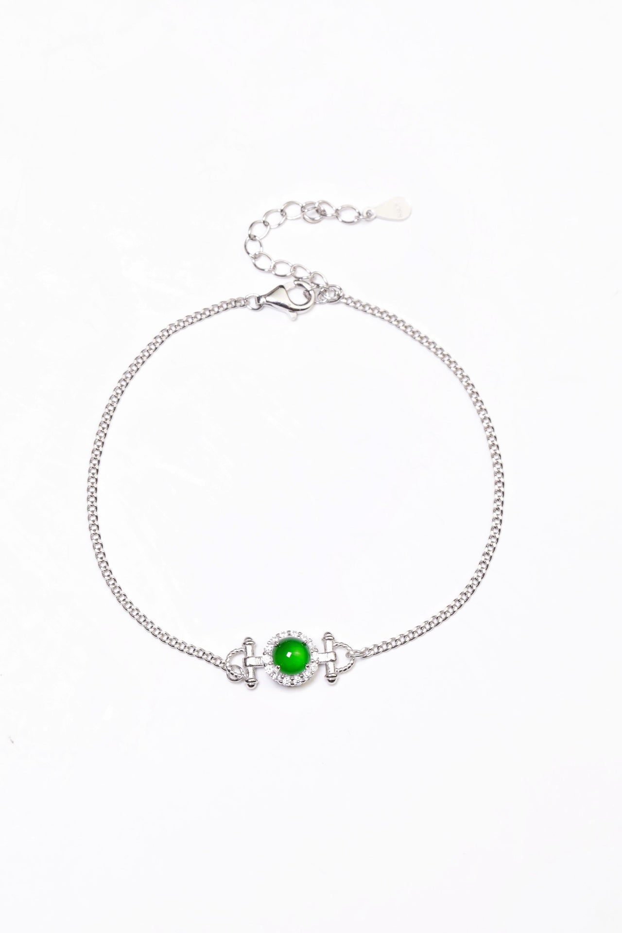 925 Silver Love Hand-woven Natural Jade