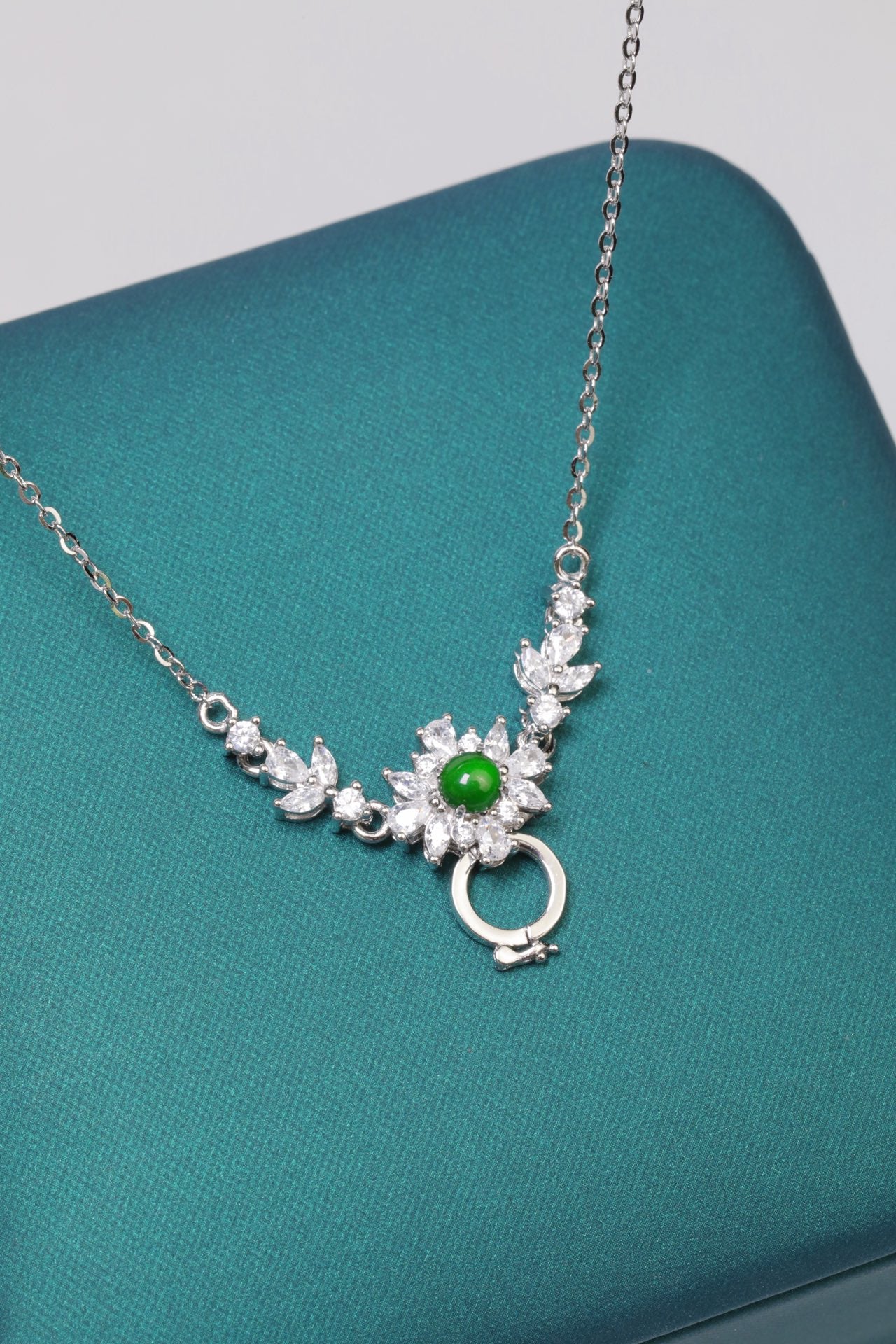 Diamond-Set Flower Ring Necklace