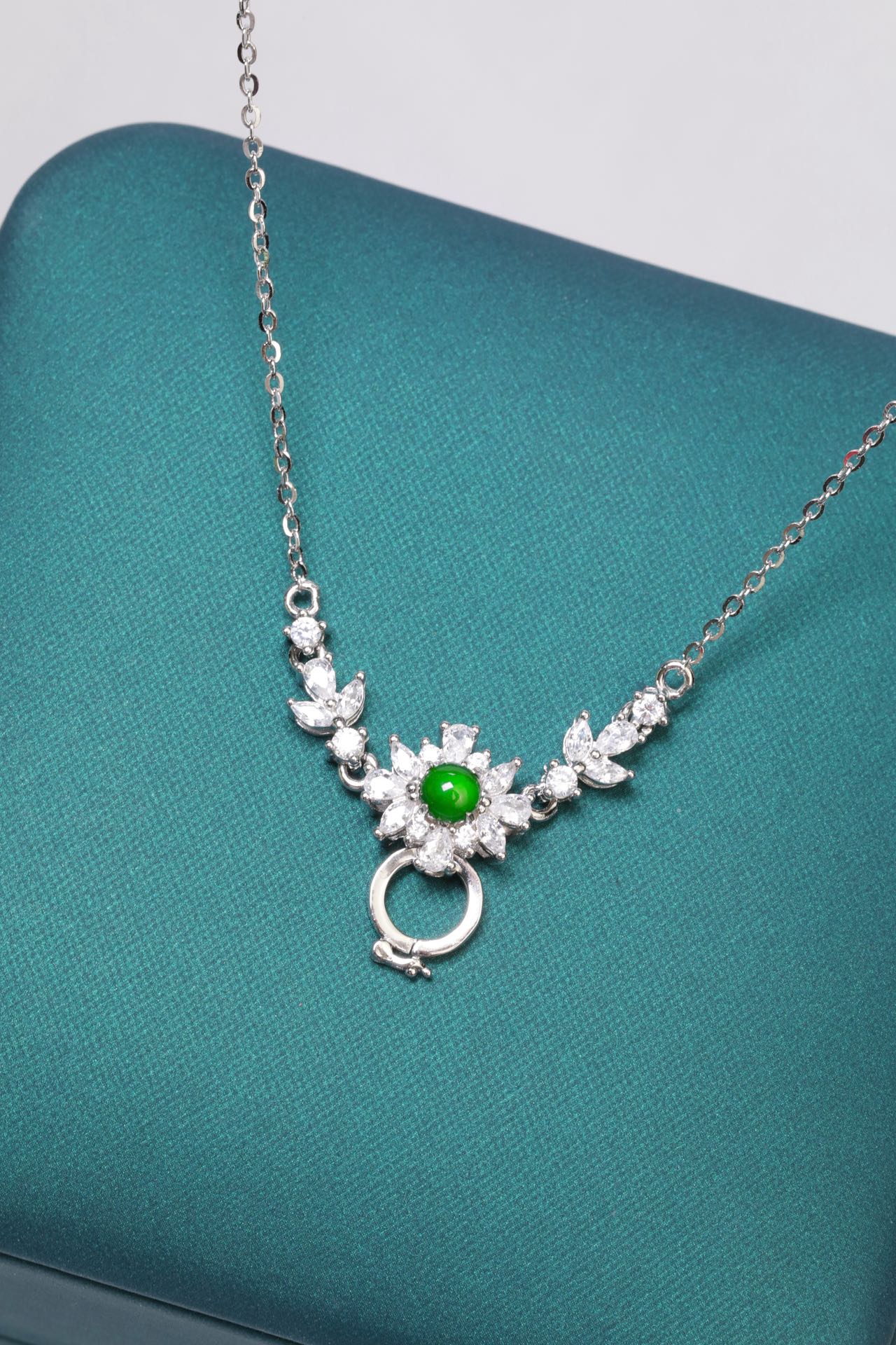 Diamond-Set Flower Ring Necklace